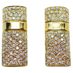 Ein Paar HS Diamant-Pavé-Ohrringe im Vintage-Stil 4,52 Karat 18K