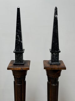 A pair of vintage Italian black marble obelisks, 20th century