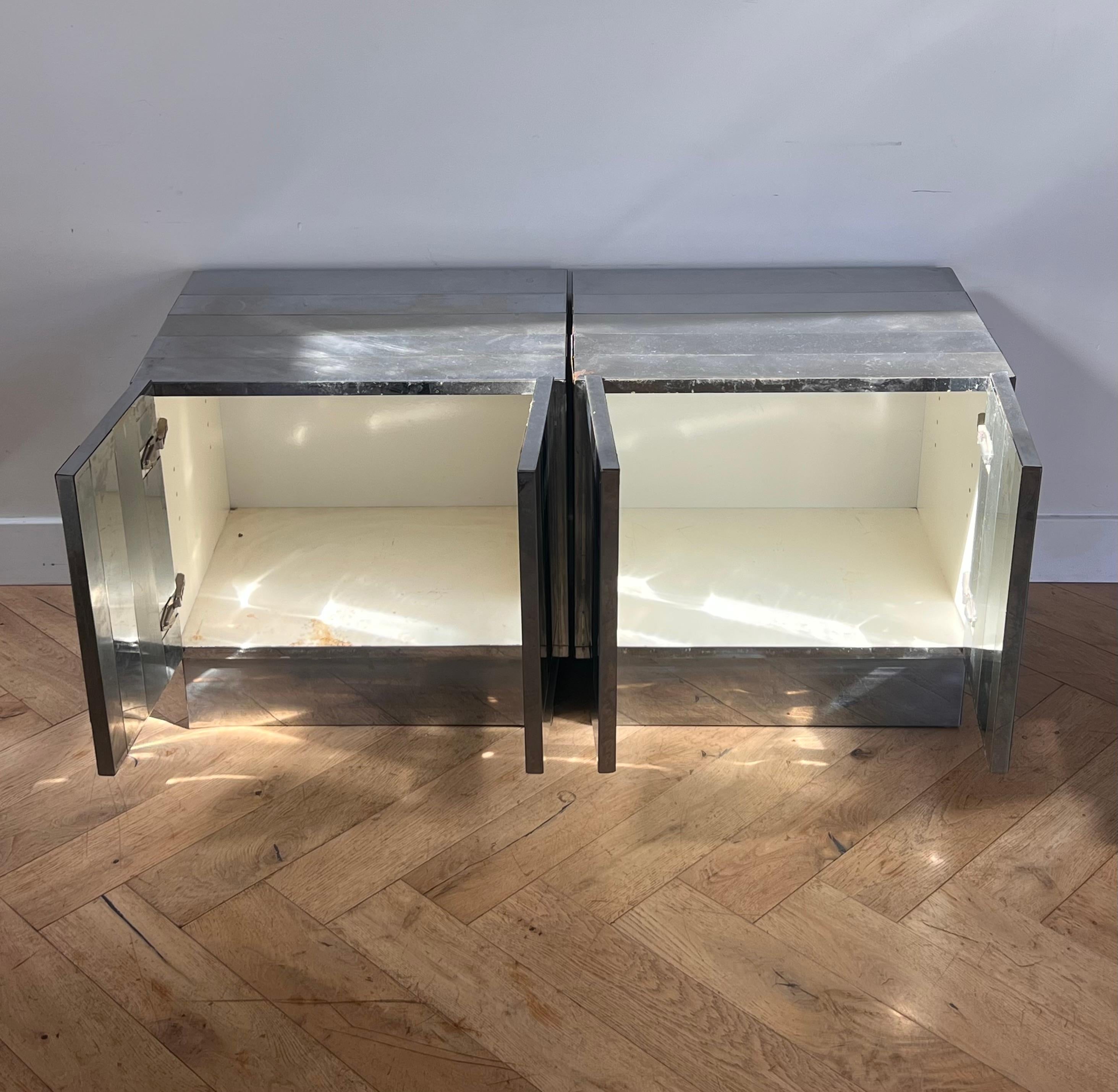 A pair of vintage Italian chrome nightstands by Ello, circa 1970 6