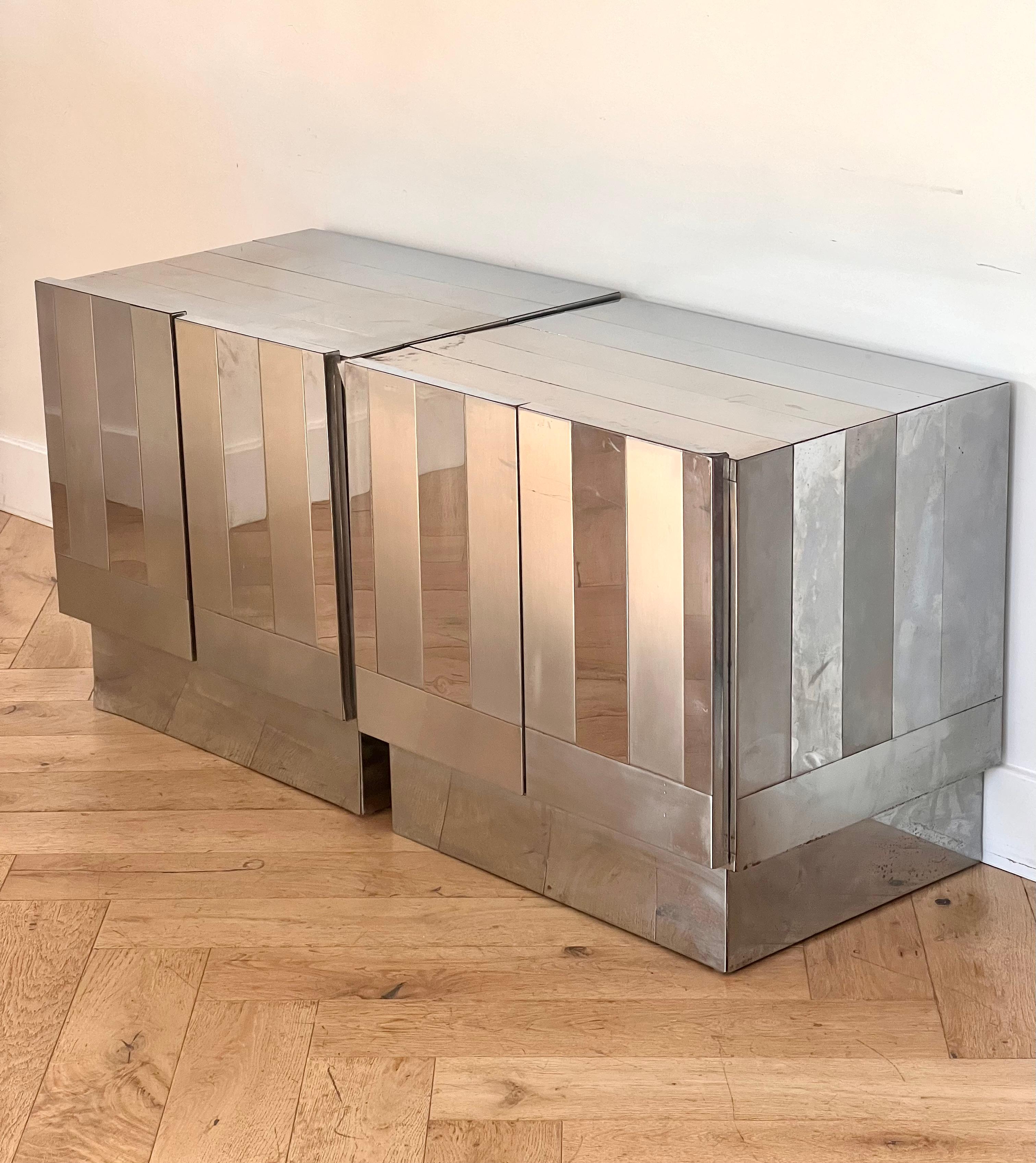 A pair of vintage Italian chrome nightstands by Ello, circa 1970 7