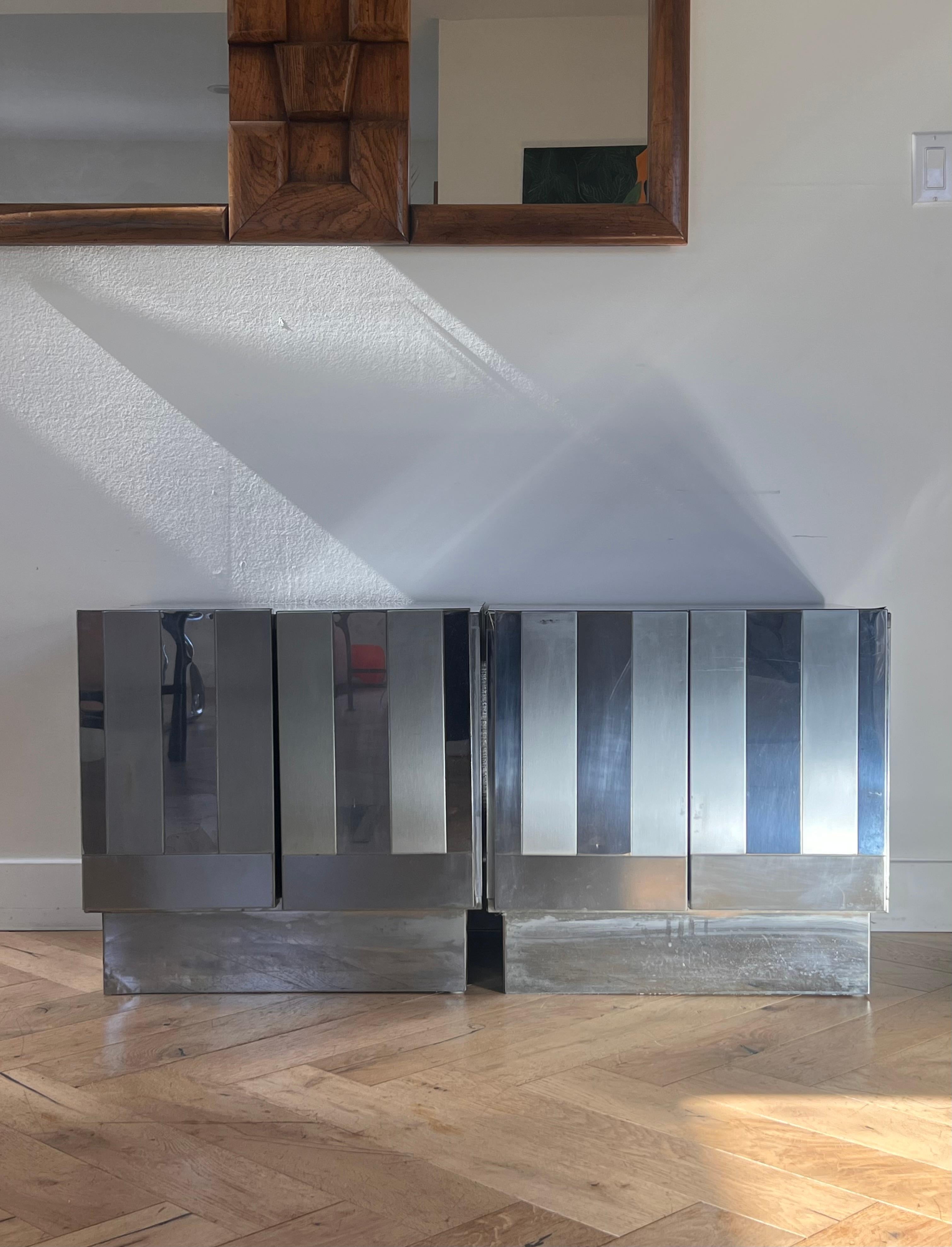 A pair of vintage Italian chrome nightstands by Ello, circa 1970 12