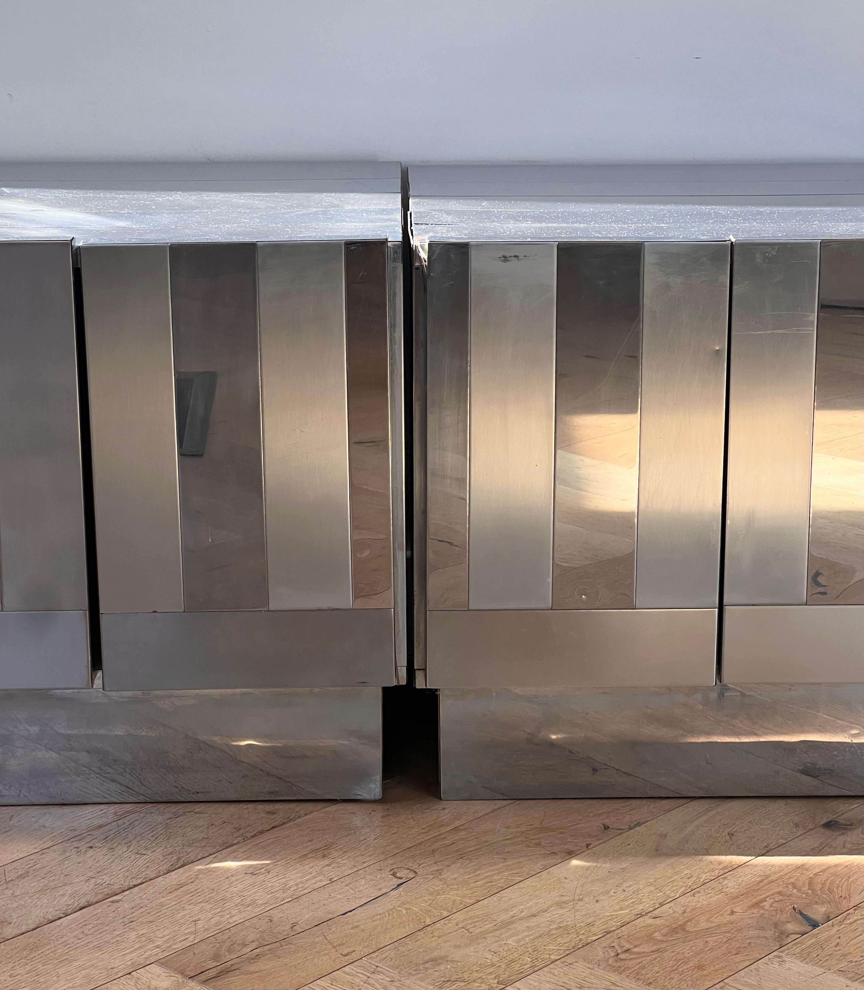 A pair of vintage Italian chrome nightstands by Ello, circa 1970 14