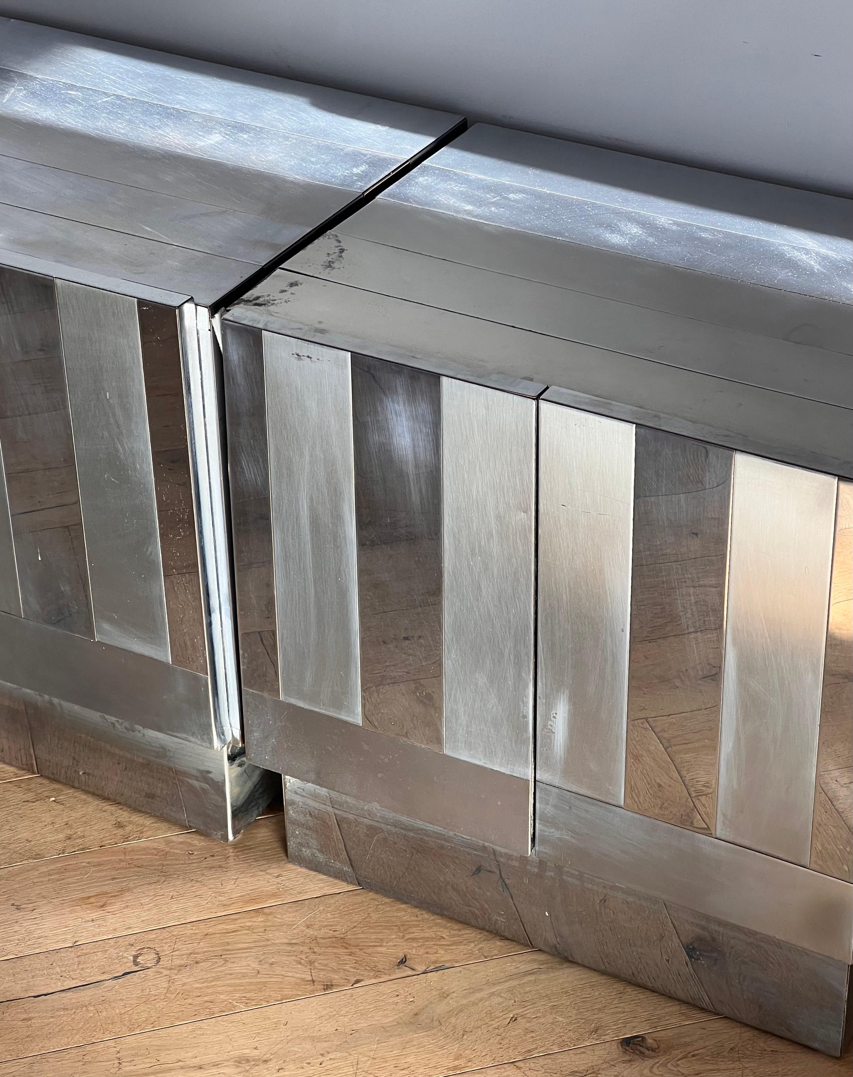 A pair of vintage Italian chrome nightstands by Ello, circa 1970 1