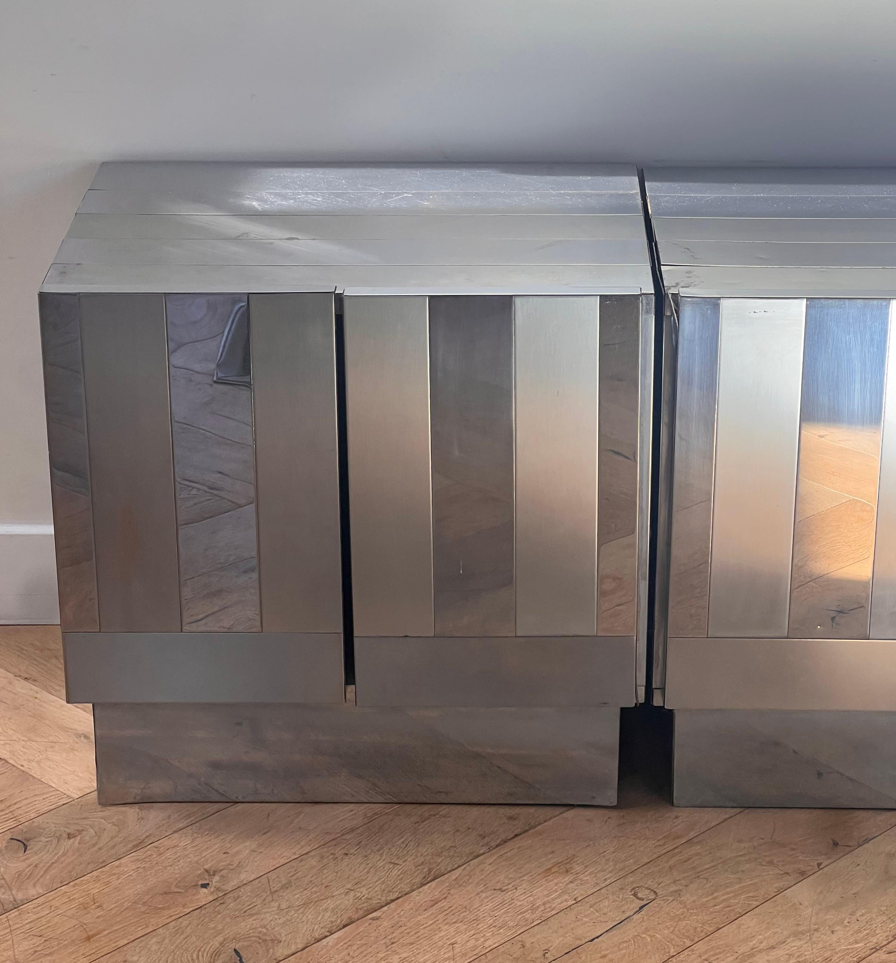 A pair of vintage Italian chrome nightstands by Ello, circa 1970 2