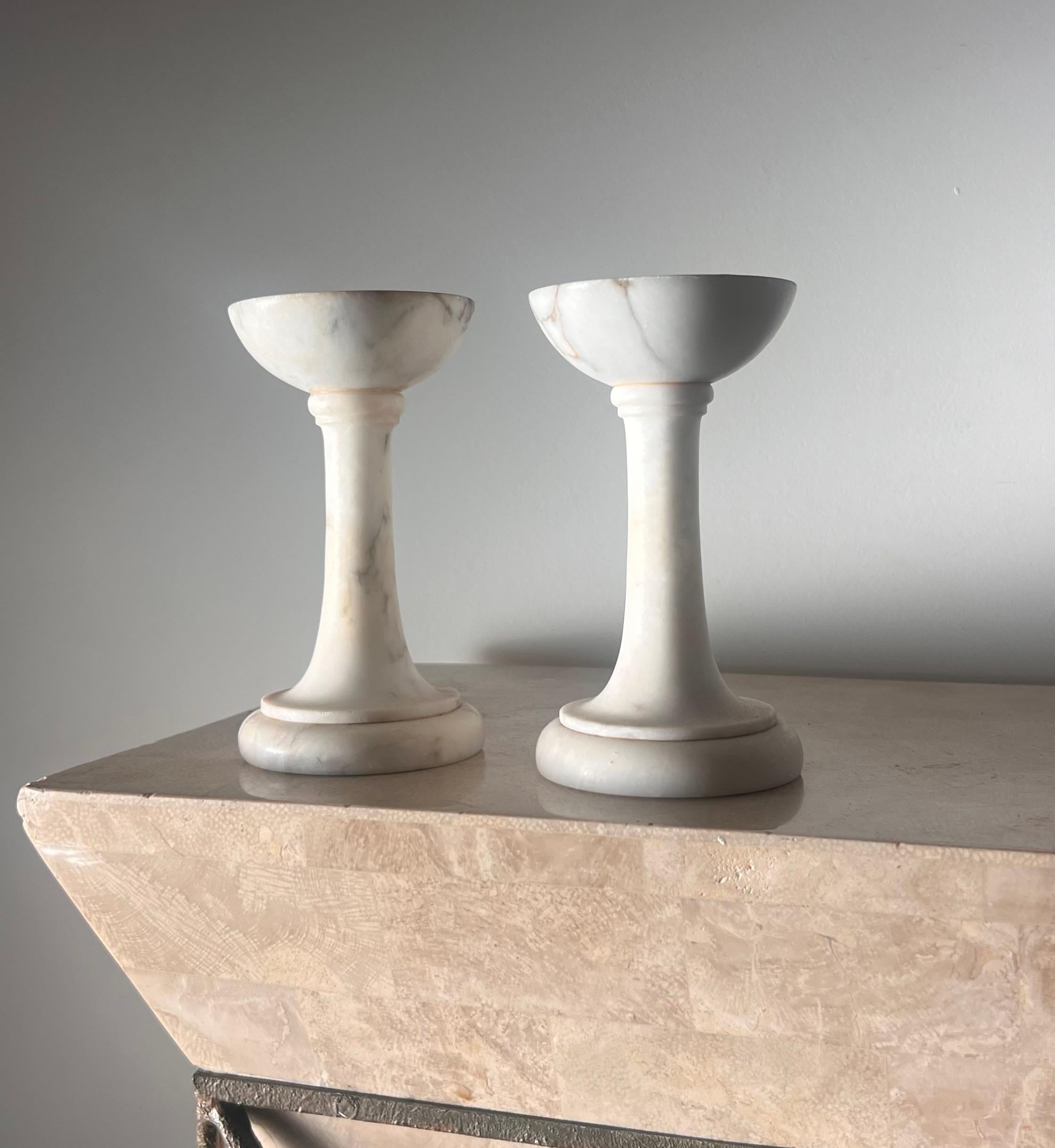 Pareja de candelabros de mármol italianos de época, S. XX en venta 2