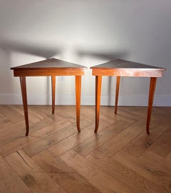 A pair of vintage Italian marquetry music-box side tables, 1960s