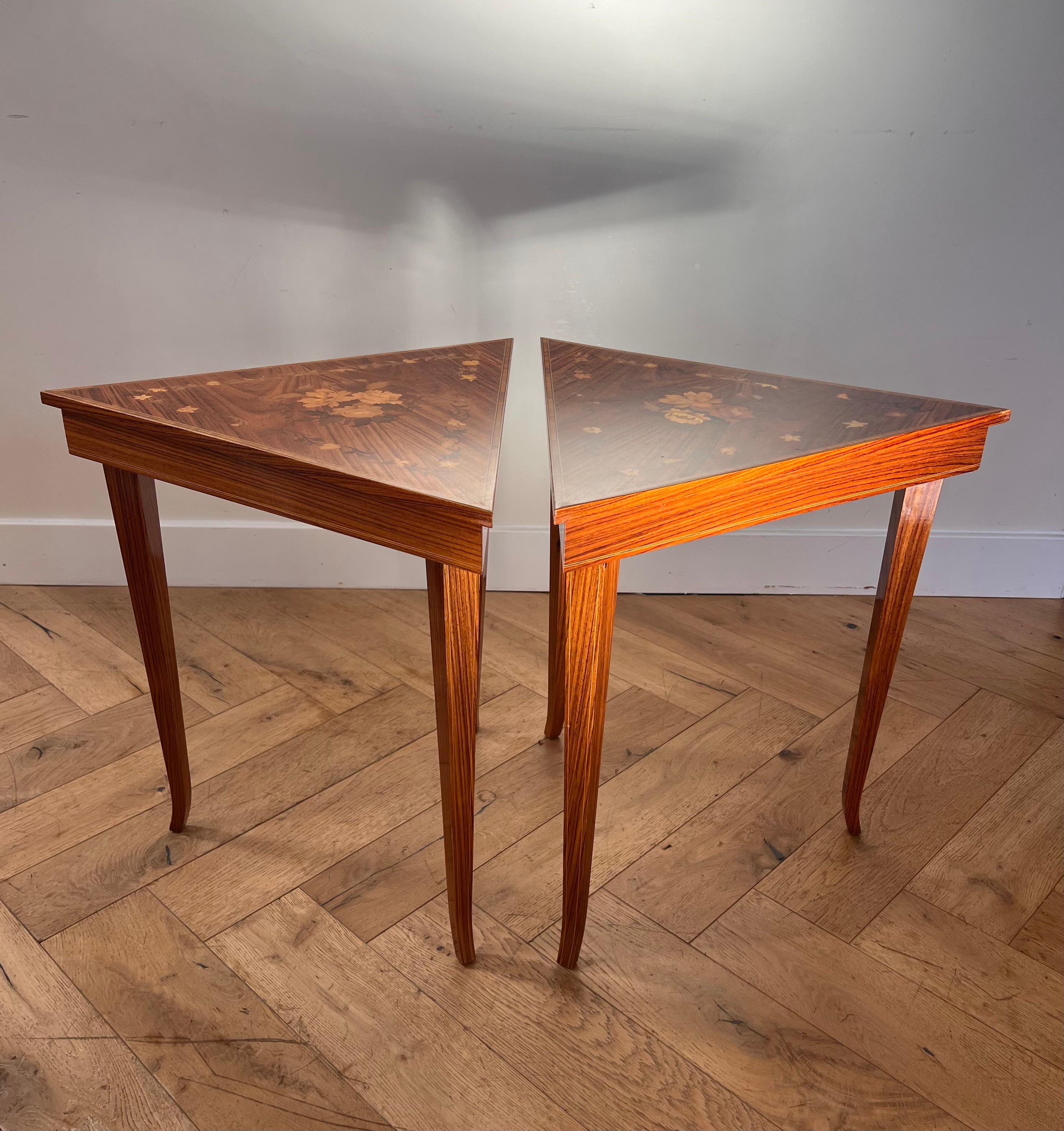 A pair of vintage Italian marquetry music-box side tables, 1960s 14