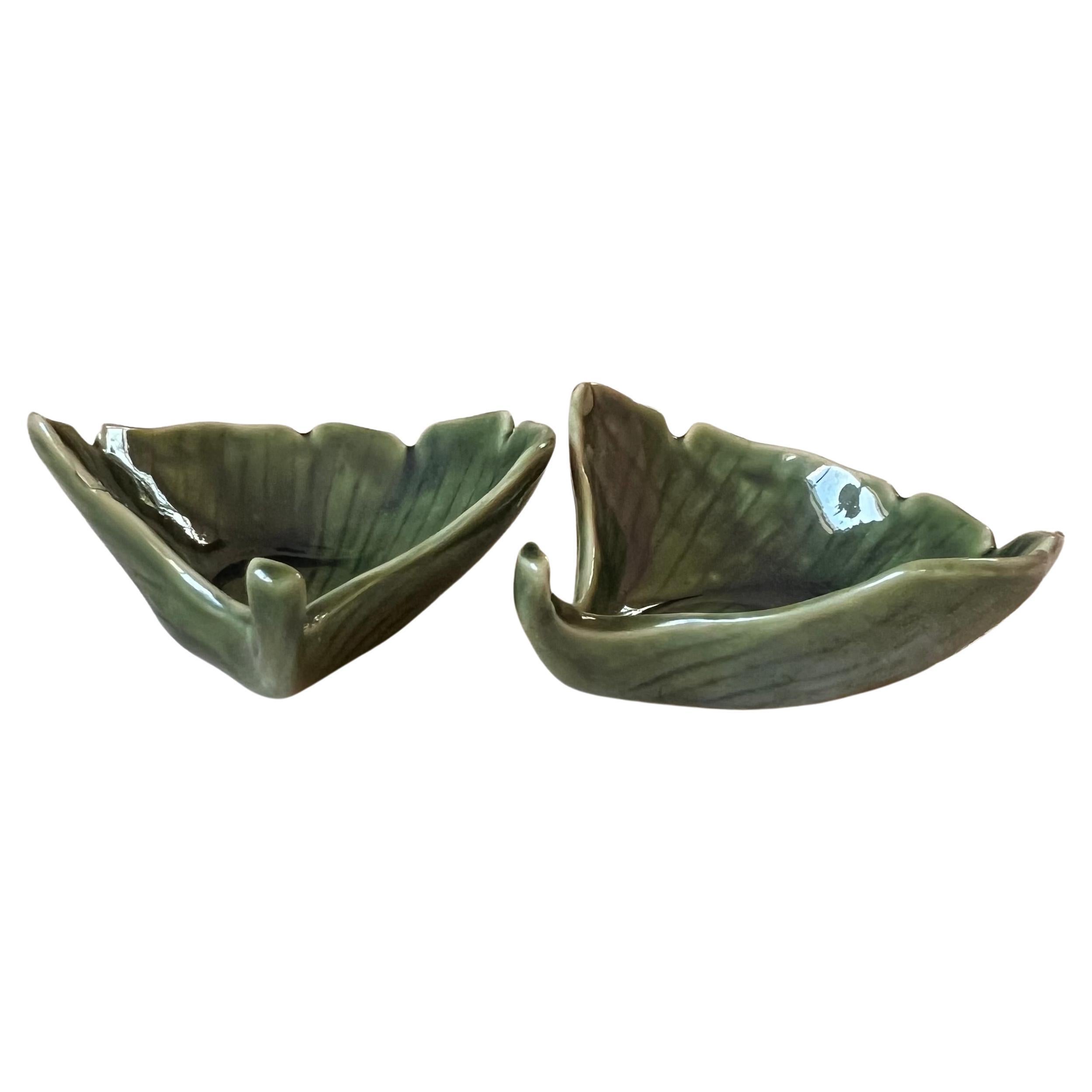 Pair of Vintage Japanese Leaf Dishes, 20th Century For Sale
