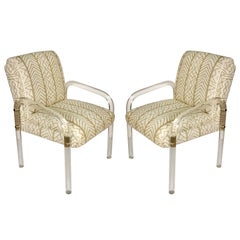Pair of Vintage Leon Frost Lucite Chairs with China Seas Fabric