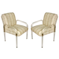 Pair of Vintage Leon Frost Lucite Chairs with China Seas Fabric