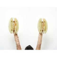 A pair of vintage marble wall lamps