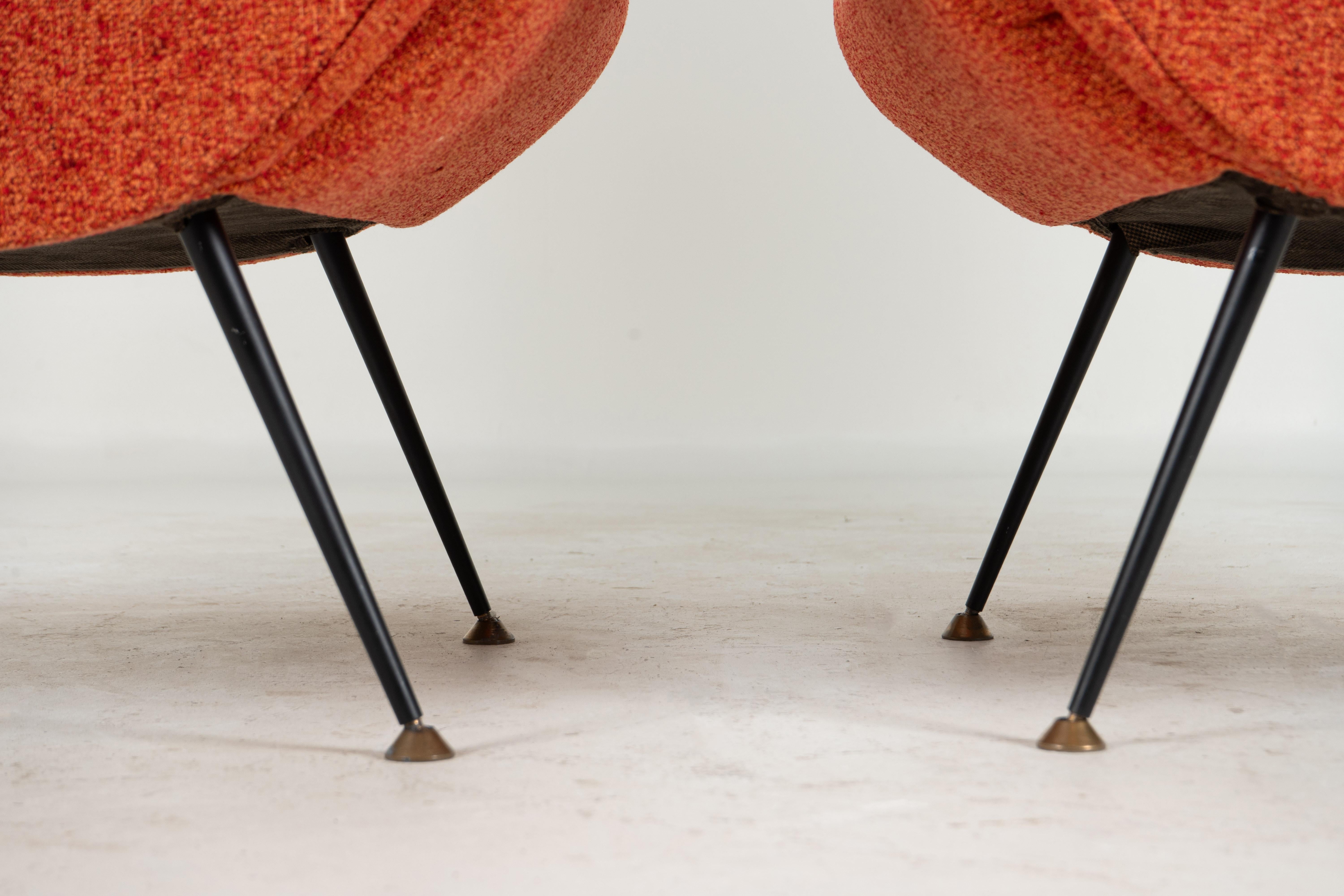 A Pair of Vintage Mid Century Armchairs in the Style of Marco Zanuso For Sale 5