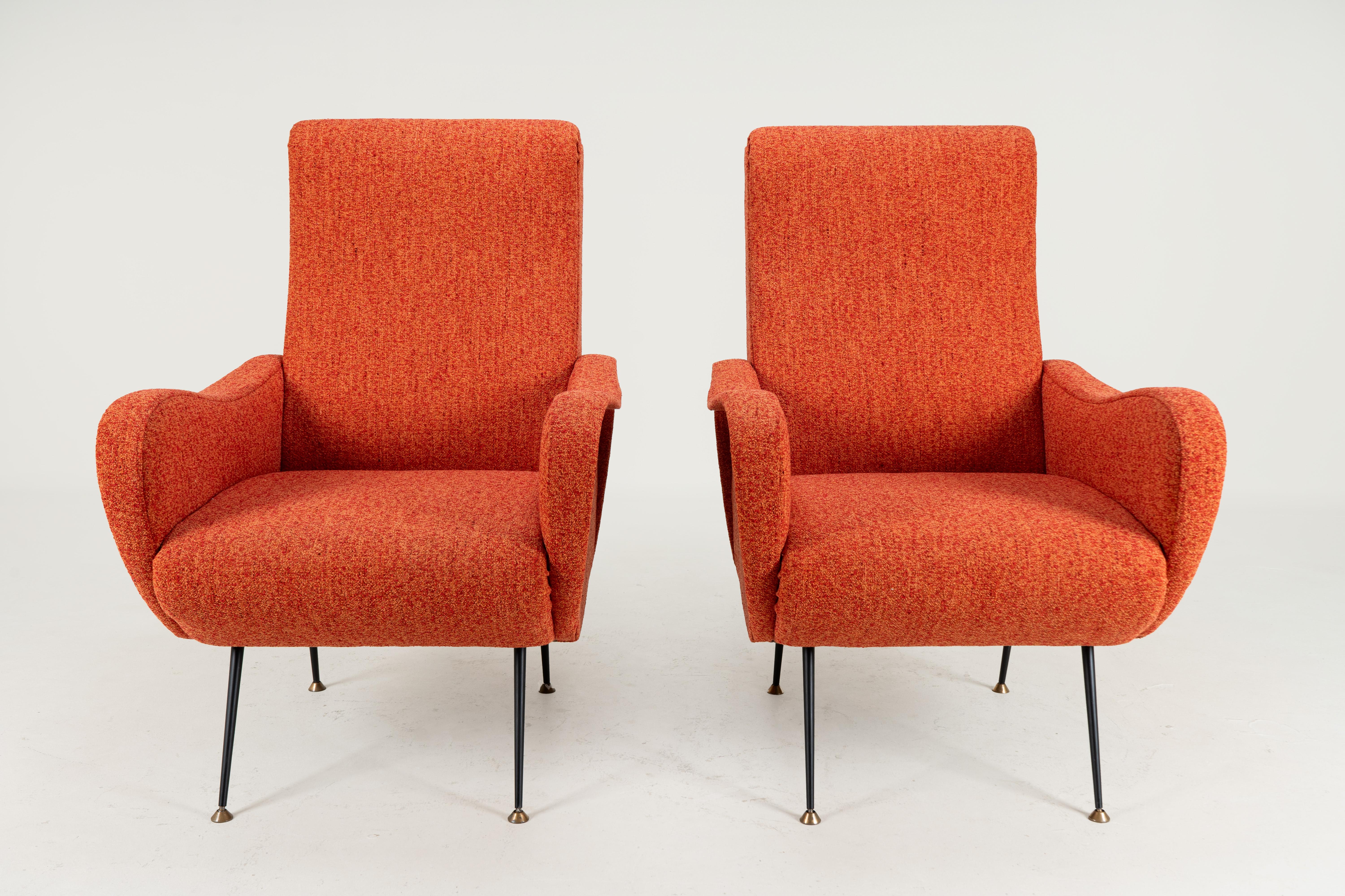 Mid-Century Modern A Pair of Vintage Mid Century Armchairs in the Style of Marco Zanuso For Sale