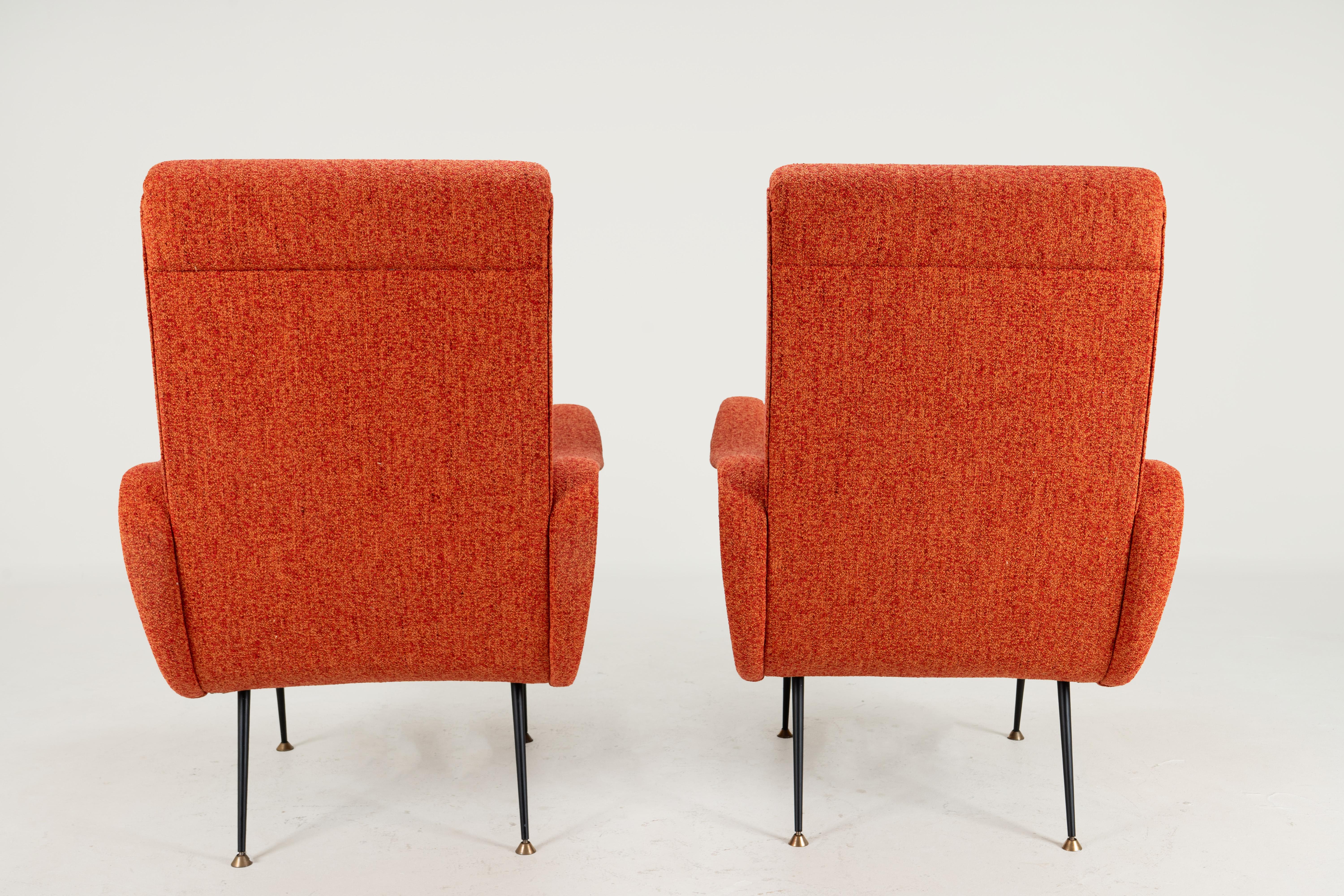 A Pair of Vintage Mid Century Armchairs in the Style of Marco Zanuso In Good Condition For Sale In Chicago, IL
