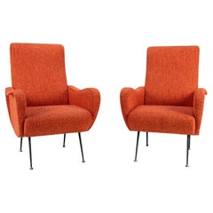 A Pair of Vintage Mid Century Armchairs in the Style of Marco Zanuso