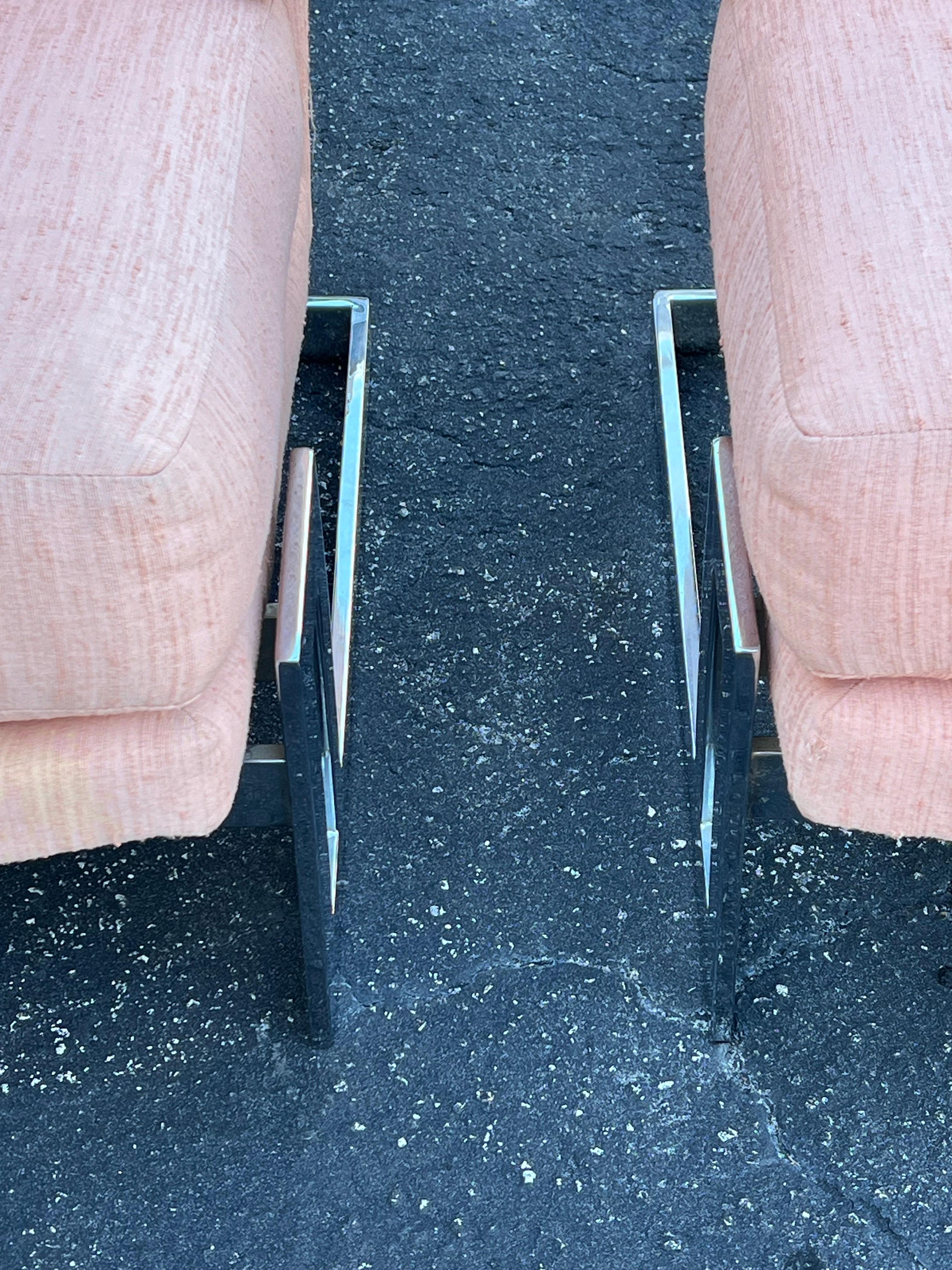 A Pair Of Vintage Milo Baughman Cantilever Slipper Chairs With Ottoman For Sale 7