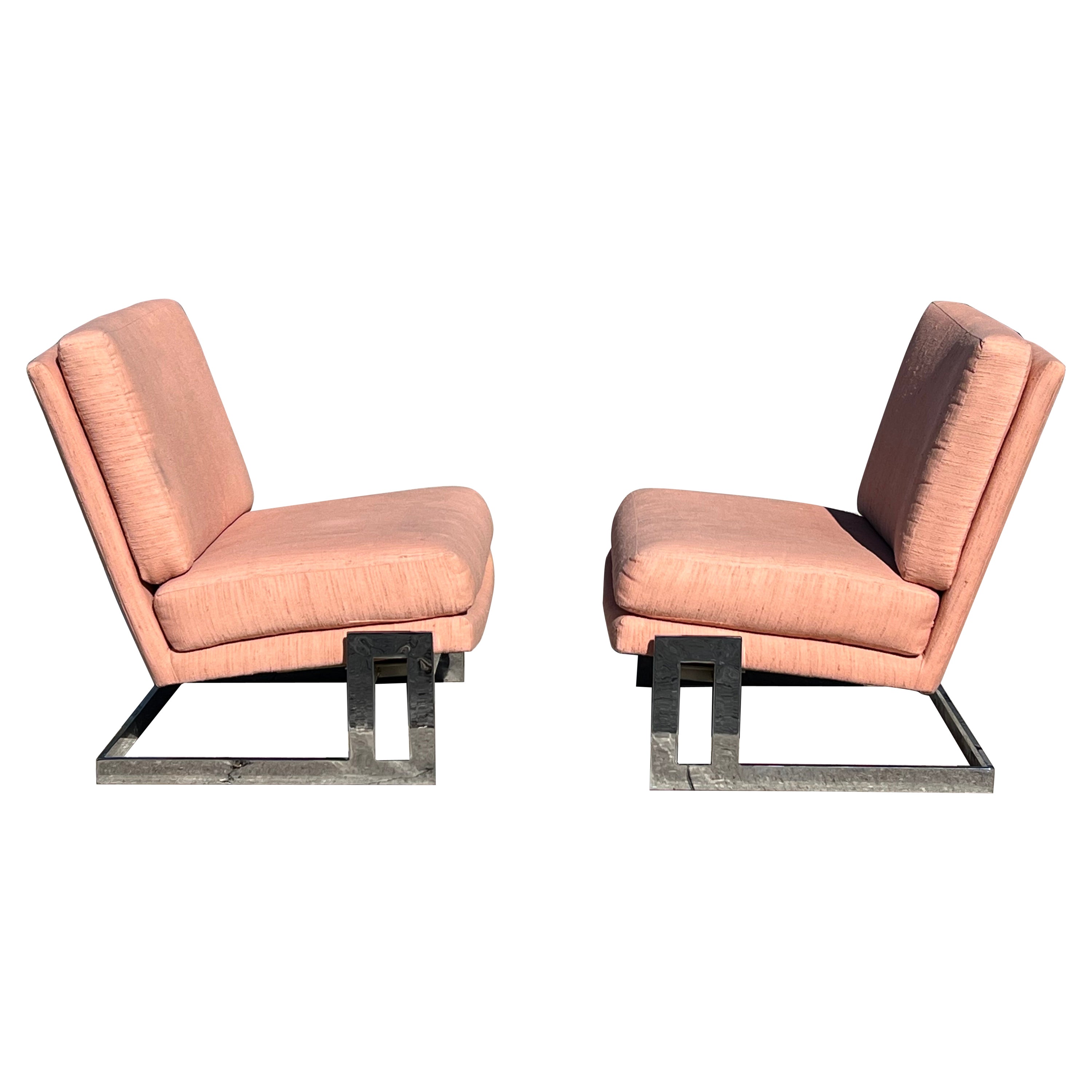 Pareja De Sillones Cantilever Vintage Milo Baughman Con Otomana