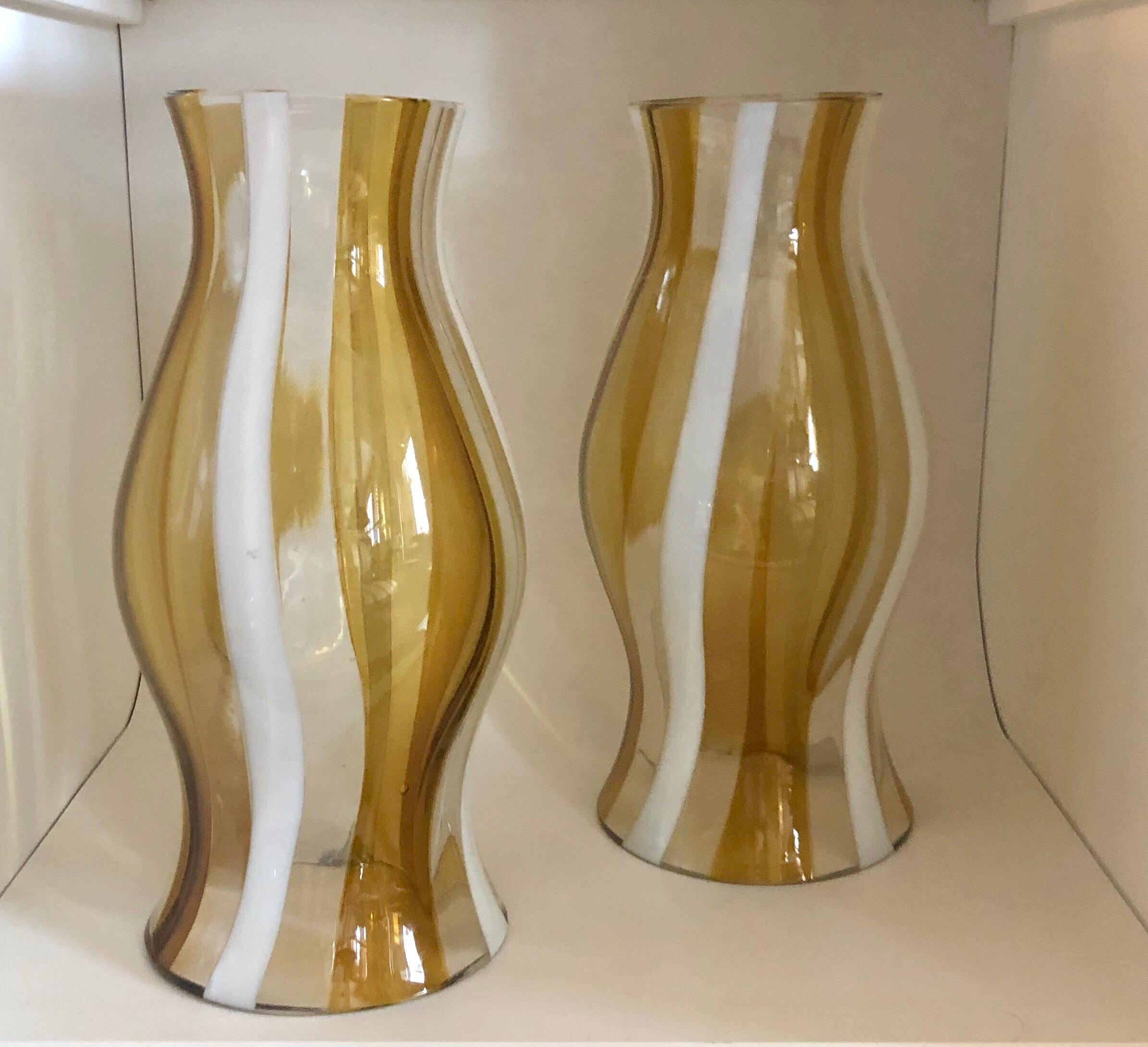 The glass with bands of light amber yellow, white and clear stripes.
 