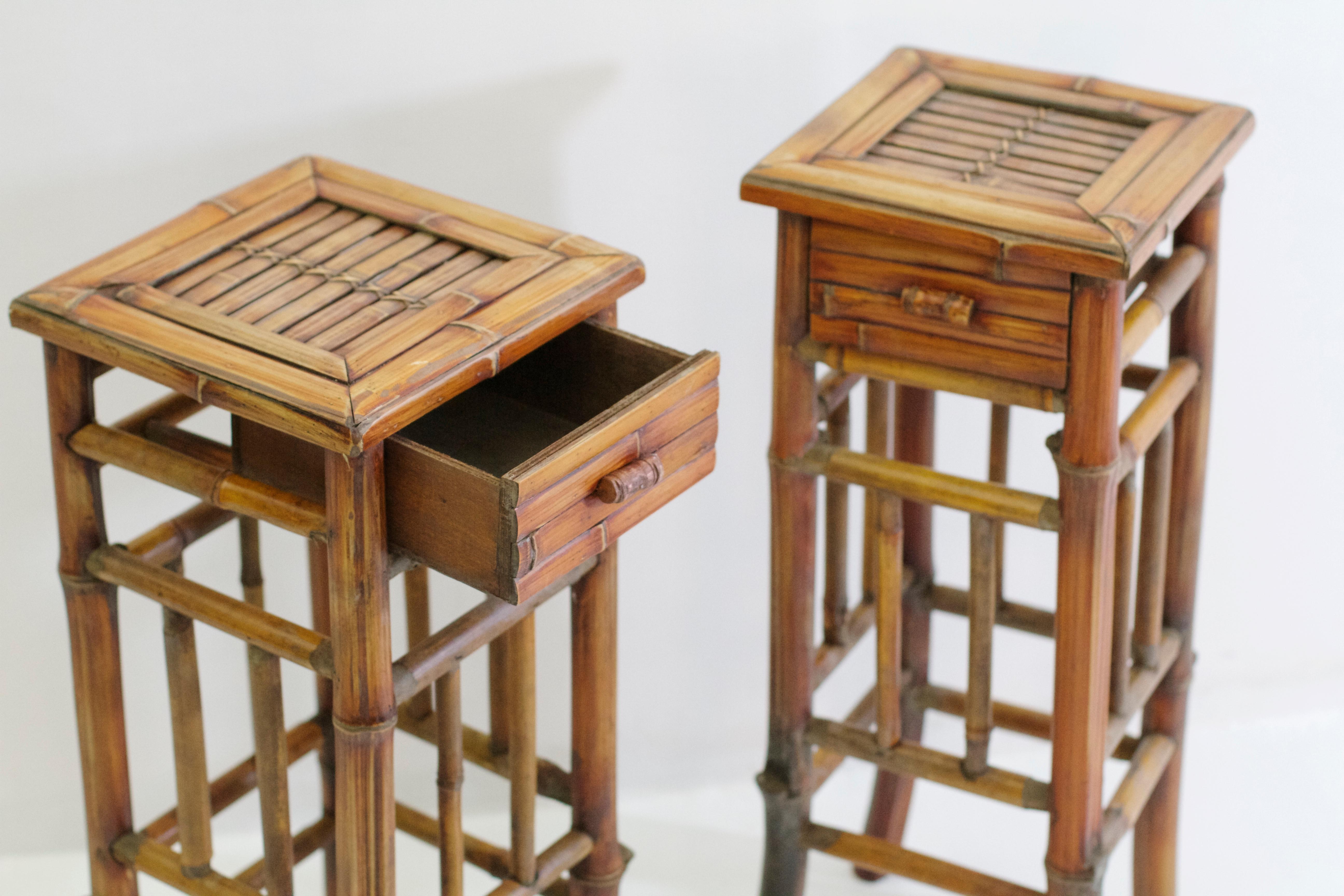 20th Century Pair of Vintage Nightstands in Bamboo