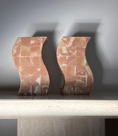 Pair of Vintage Onyx Block Table Lamps, 1970s