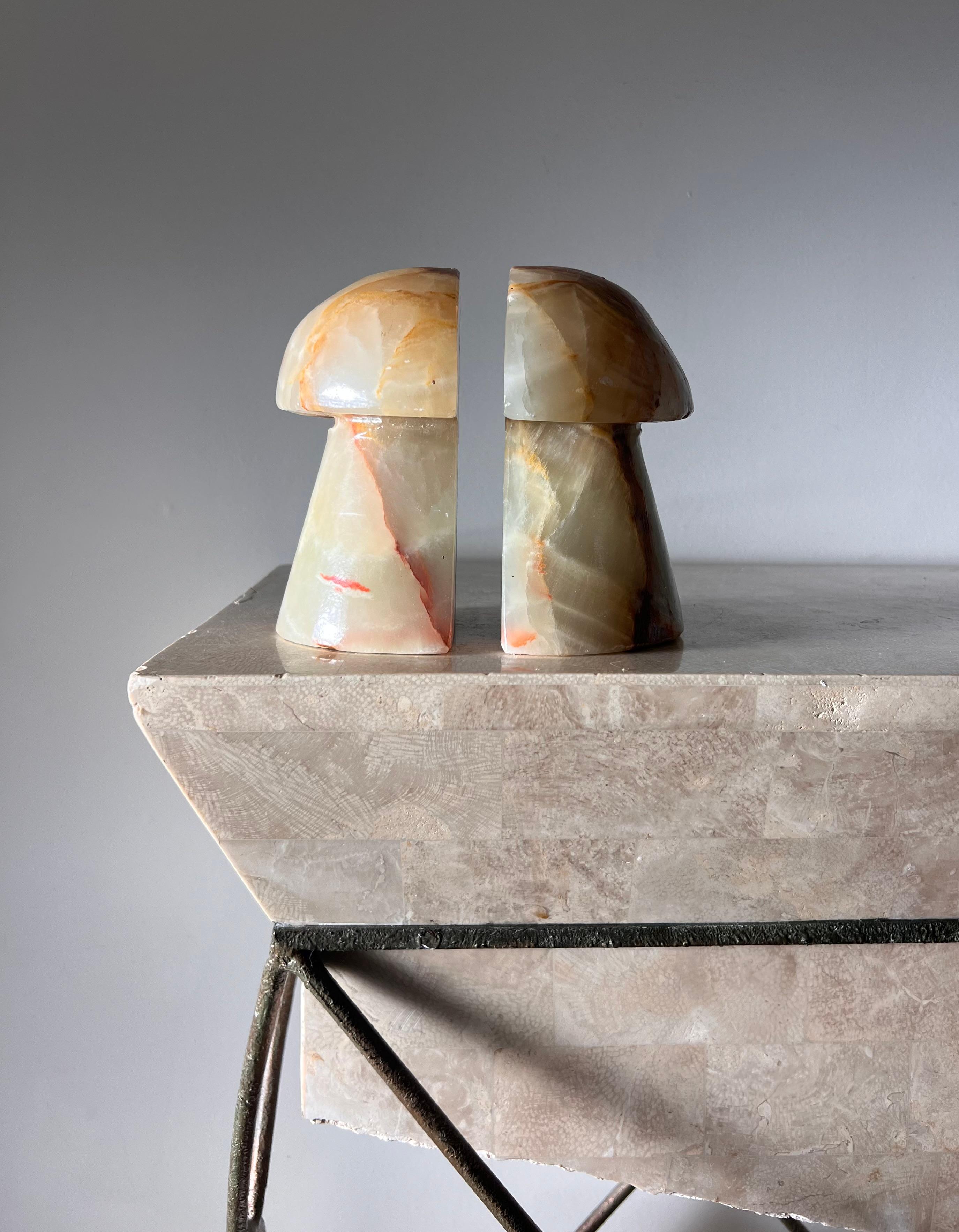 Coppia di fermalibri vintage a fungo in onice, XX secolo 4