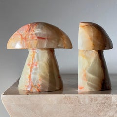 A pair of vintage onyx mushroom bookends, 20th century