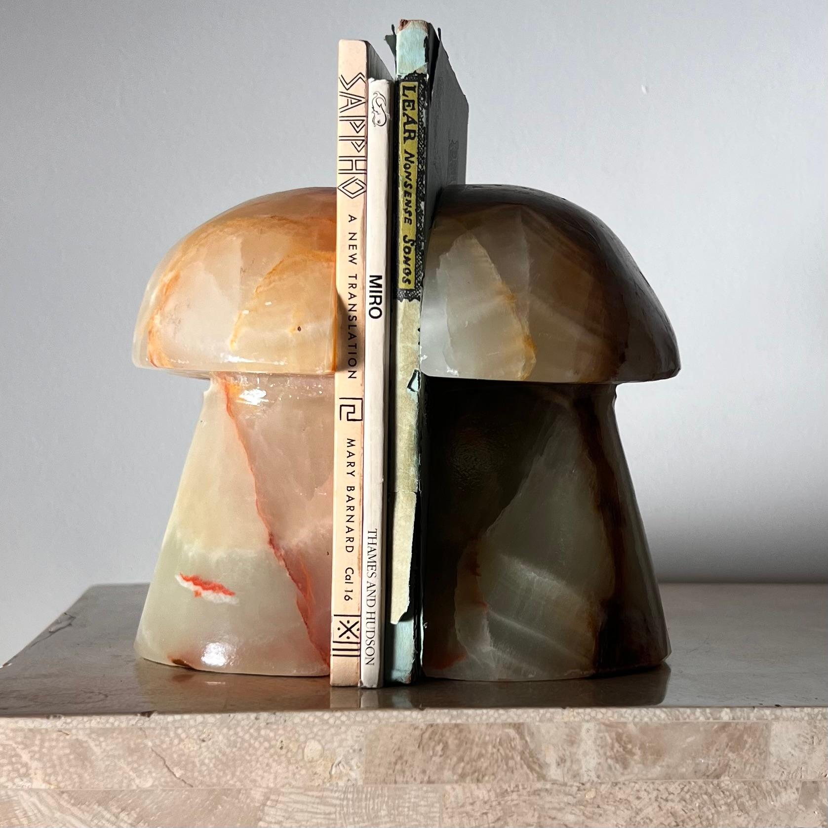 Mid-Century moderno Coppia di fermalibri vintage a fungo in onice, XX secolo
