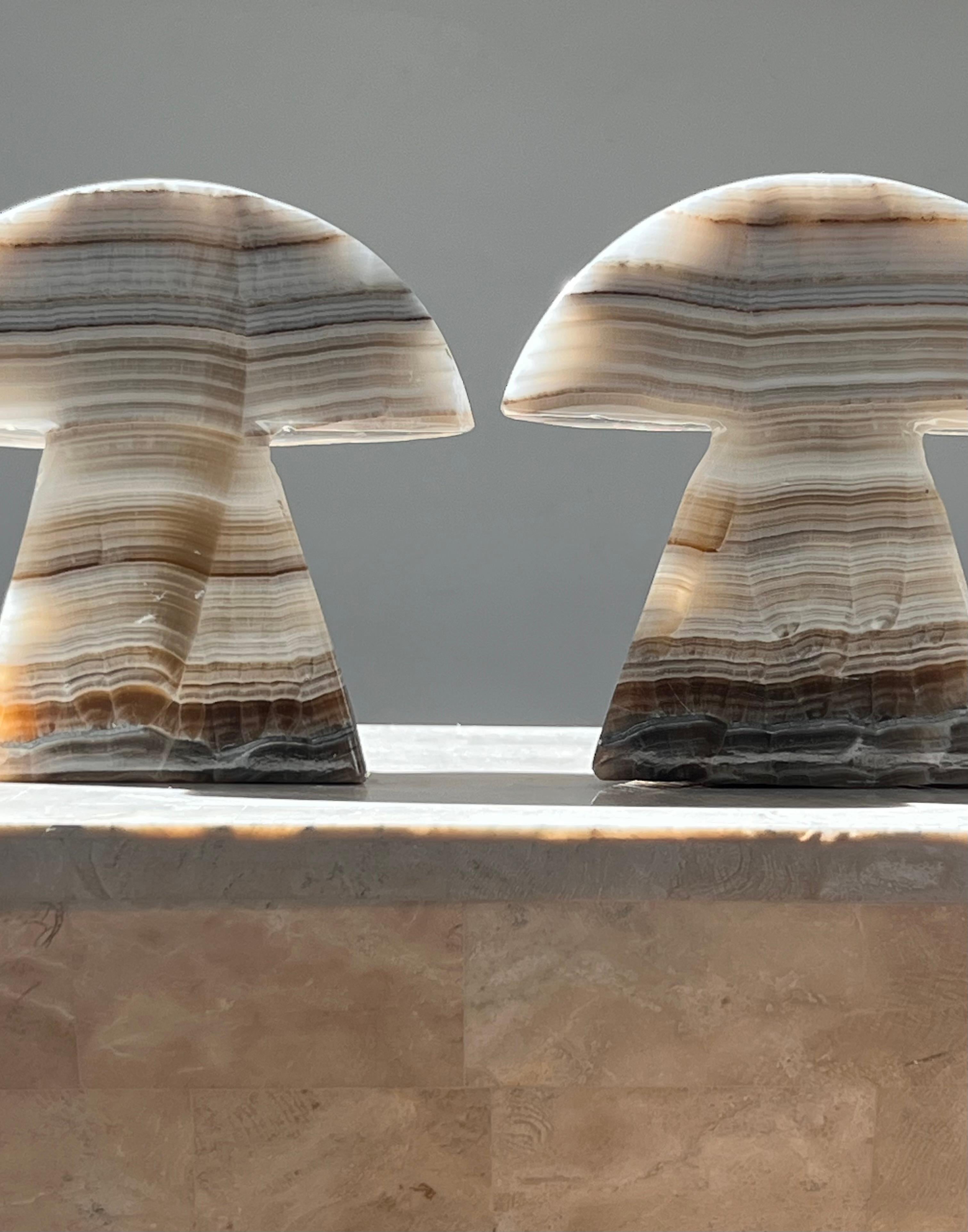 Onyx A pair of vintage onyx mushroom bookends, mid 20th century