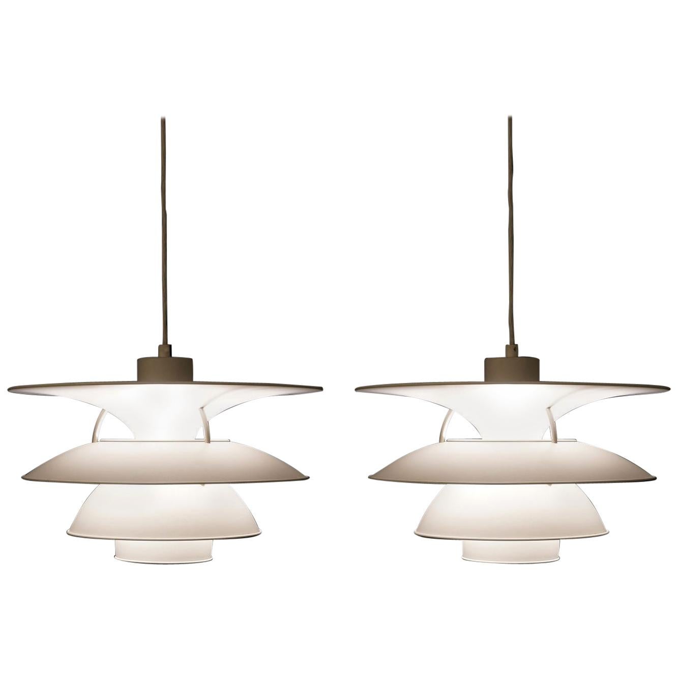 Pair of Vintage PH 5-4.5 White Charlottenborg Ceiling Lamps for Louis Poulsen For Sale
