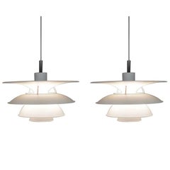 Pair of Vintage PH 6.5-6 White Charlottenborg Ceiling Lamps for Louis Poulsen