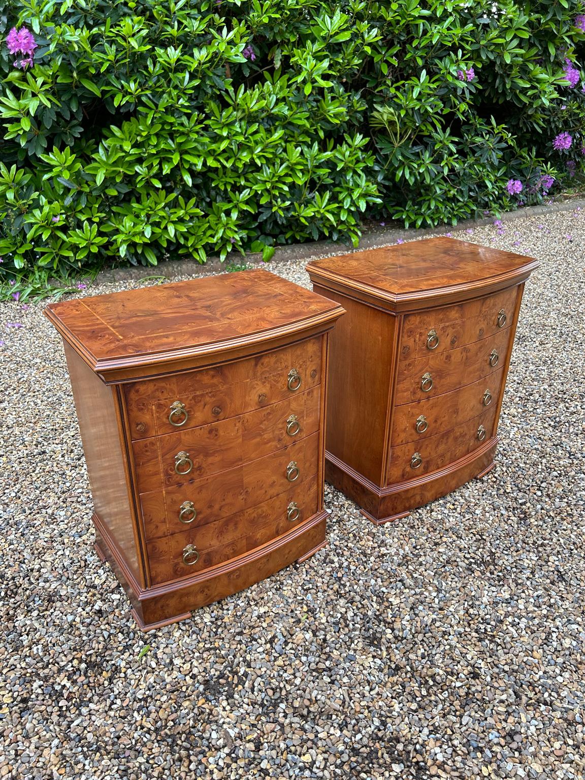 Victorian A Pair of Vintage Pollard Oak Bowfront Bedsides