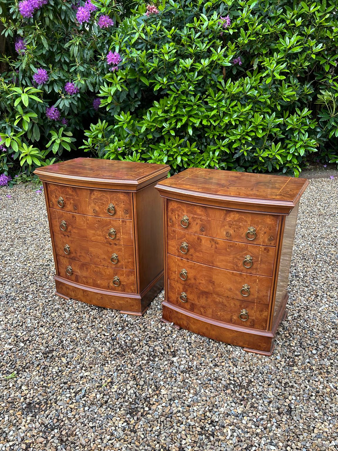 English A Pair of Vintage Pollard Oak Bowfront Bedsides