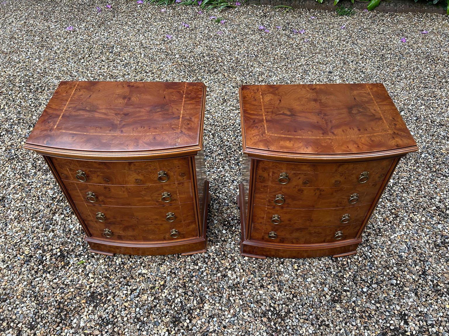 Hand-Crafted A Pair of Vintage Pollard Oak Bowfront Bedsides