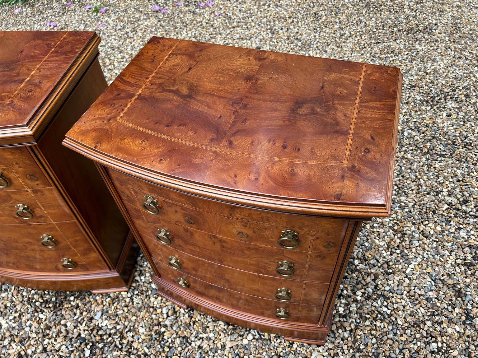 20th Century A Pair of Vintage Pollard Oak Bowfront Bedsides