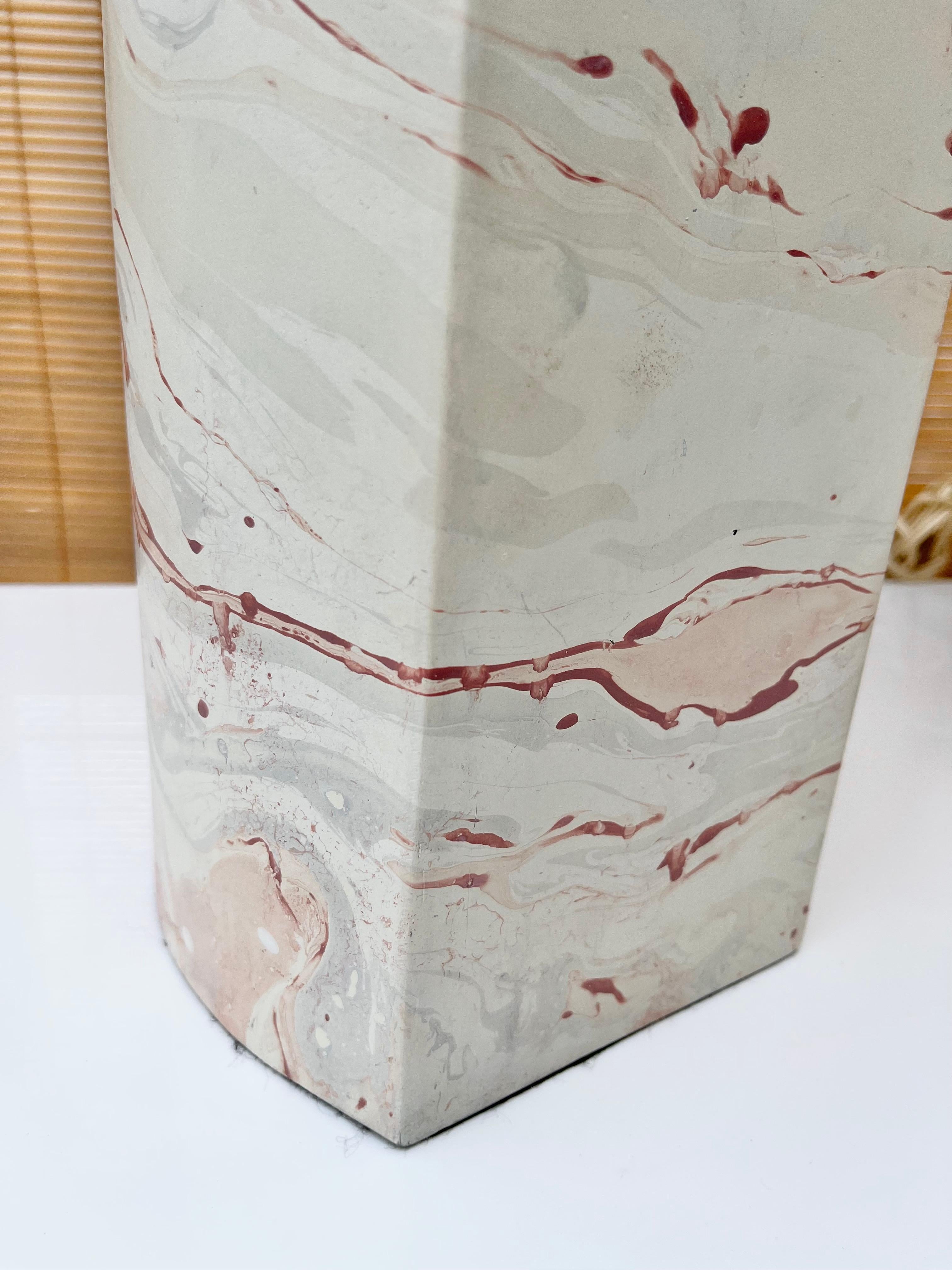 Pair of Vintage Postmodern Marbleized Table Lamps For Sale 5