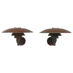 Pair of iconic Vintage Poul Henningsen Copper Wall Lamps by Louis Poulsen of DK