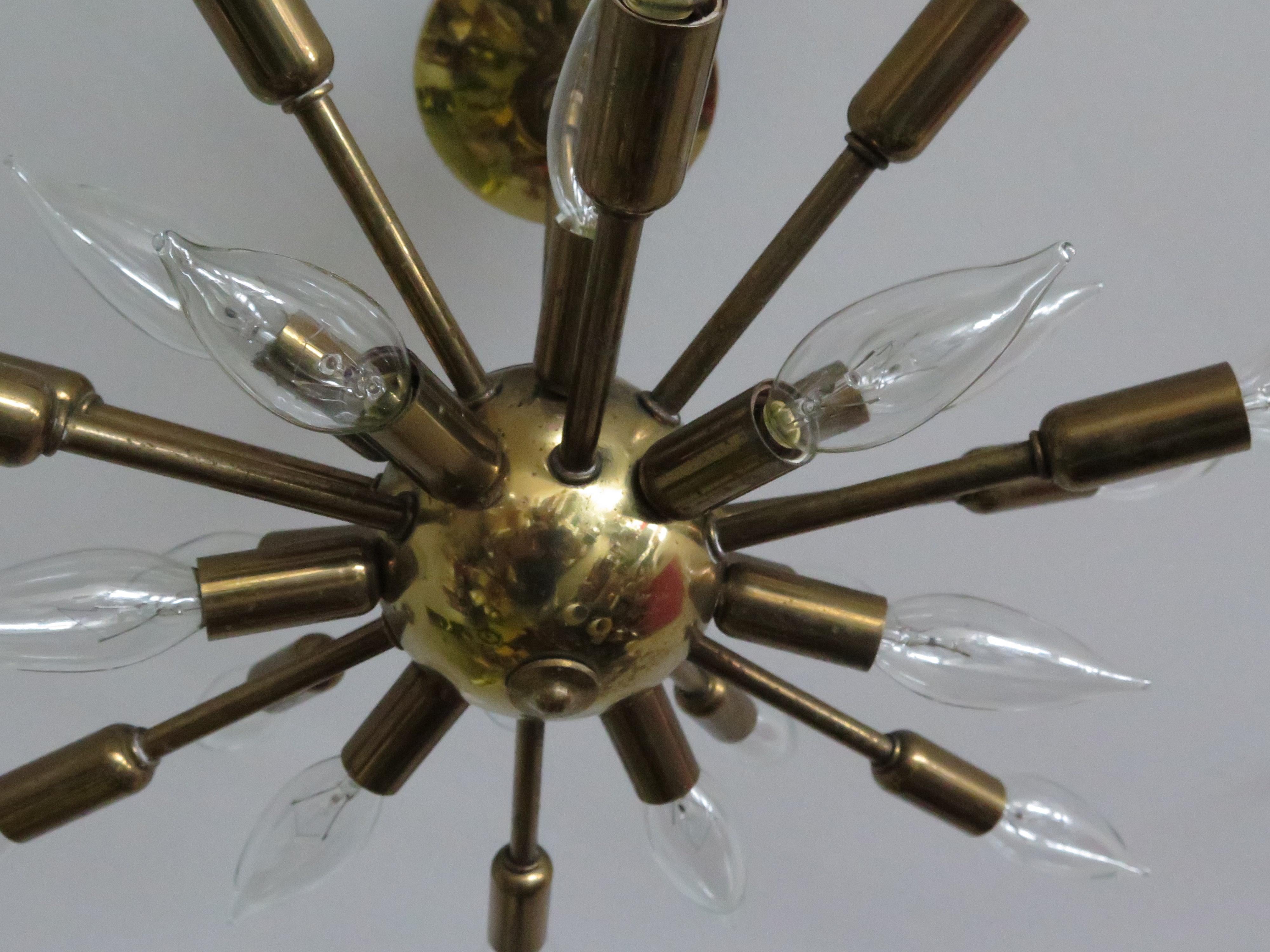A Pair Of Vintage Sputnik Chandeliers Brass 6