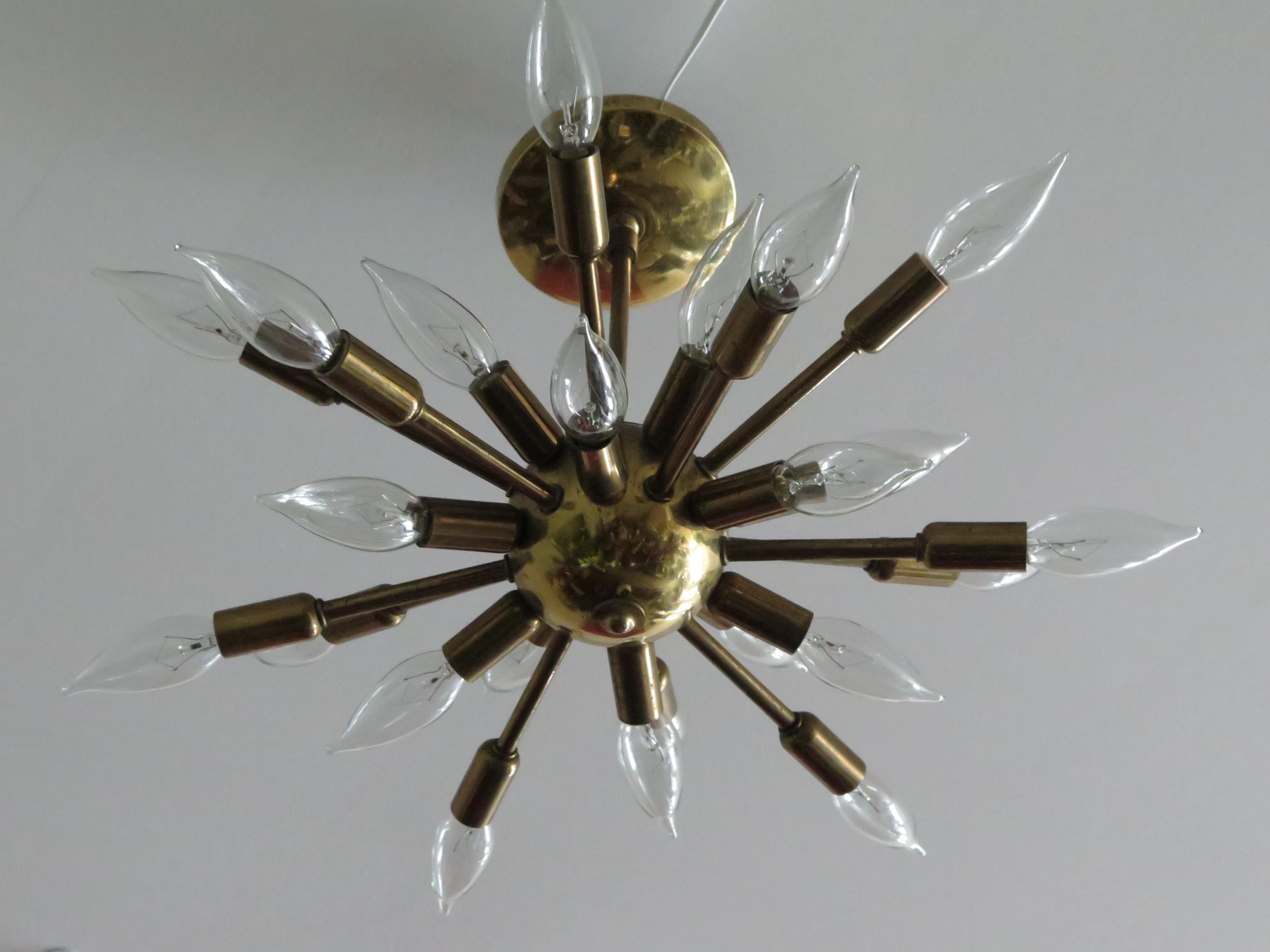 A Pair Of Vintage Sputnik Chandeliers Brass 3