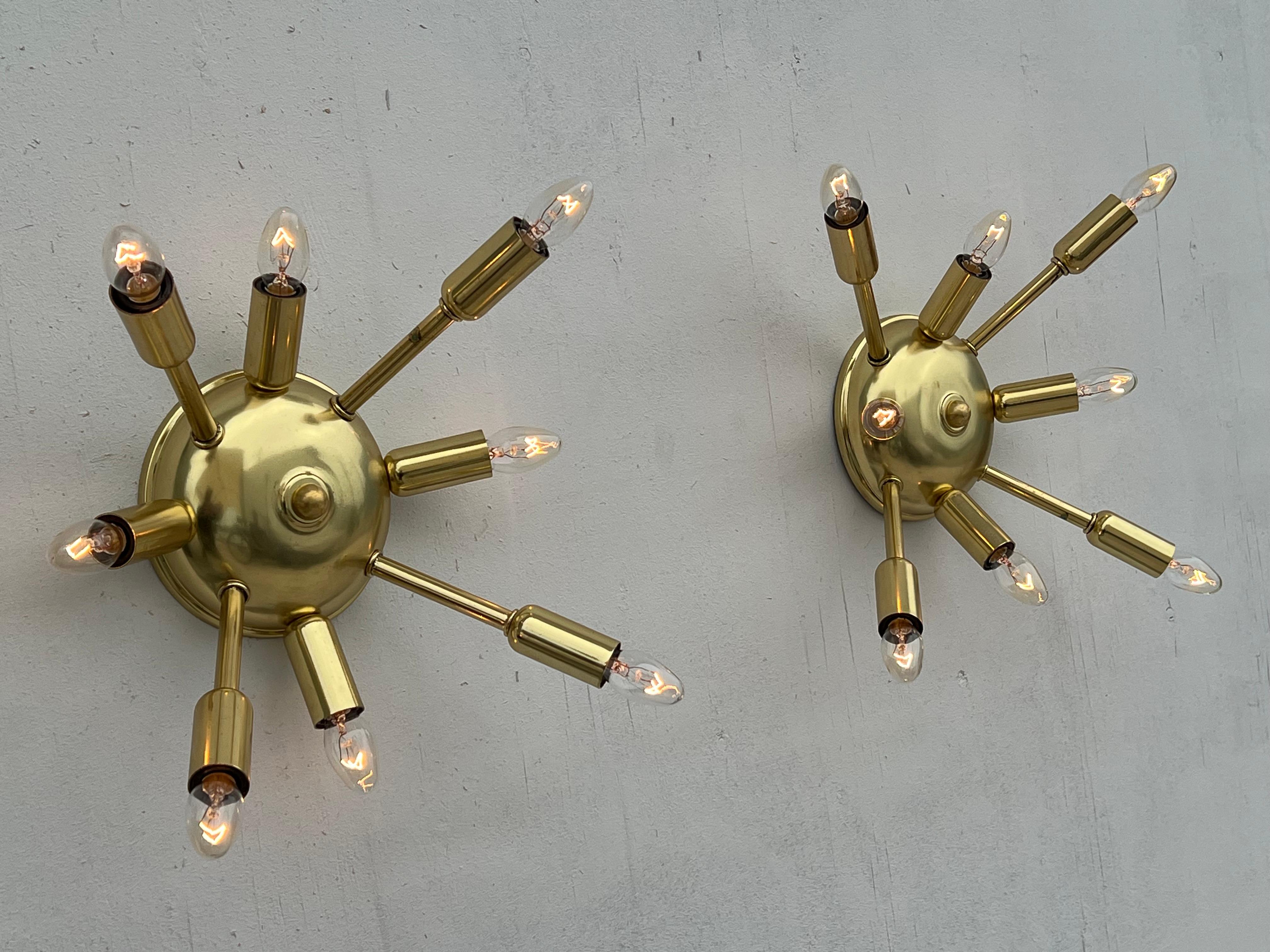 A pair of Vintage Sputnik Sconces Or Ceiling Lights For Sale 1