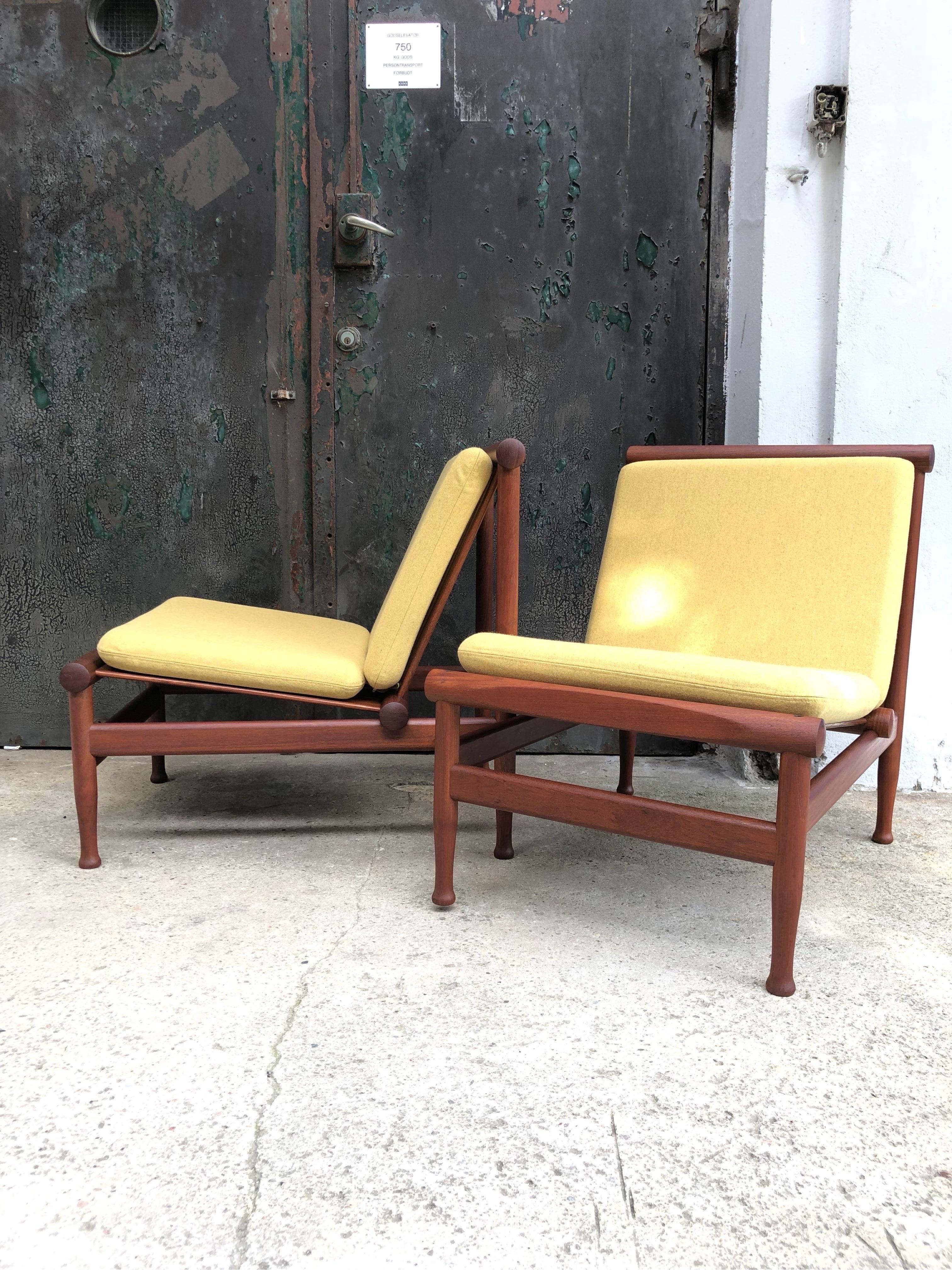 Mid-Century Modern Pair of Vintage Teak Kai Lyngfeldt Larsen Easy Chairs Model 501
