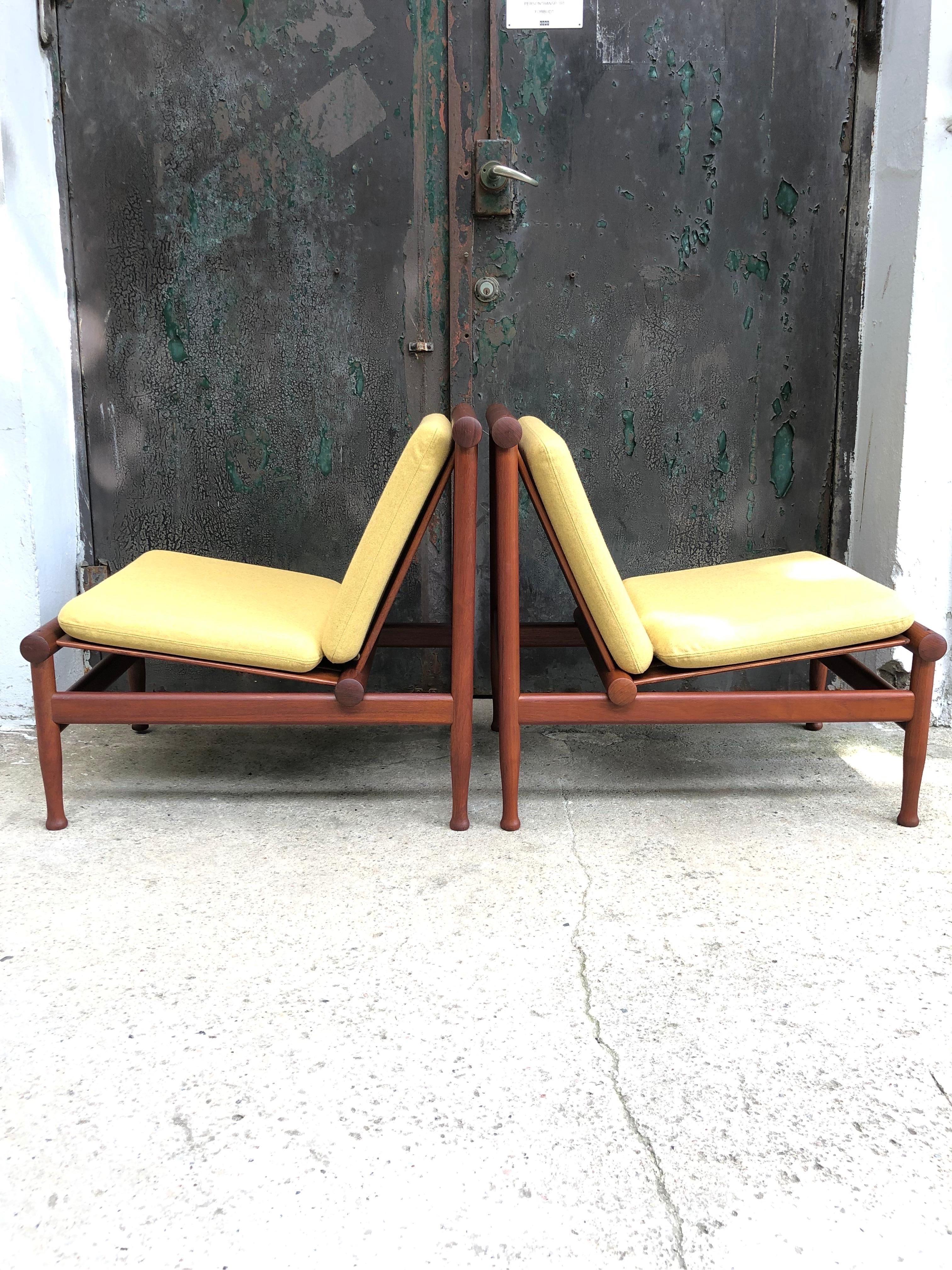 Danish Pair of Vintage Teak Kai Lyngfeldt Larsen Easy Chairs Model 501