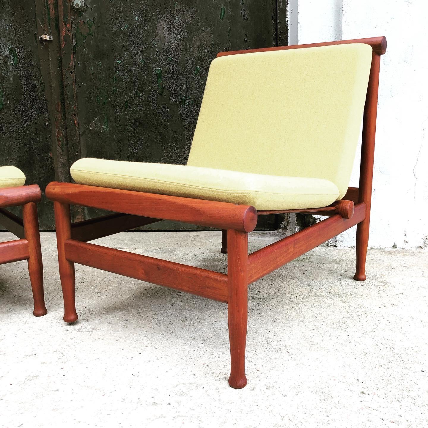 Hand-Crafted Pair of Vintage Teak Kai Lyngfeldt Larsen Easy Chairs Model 501