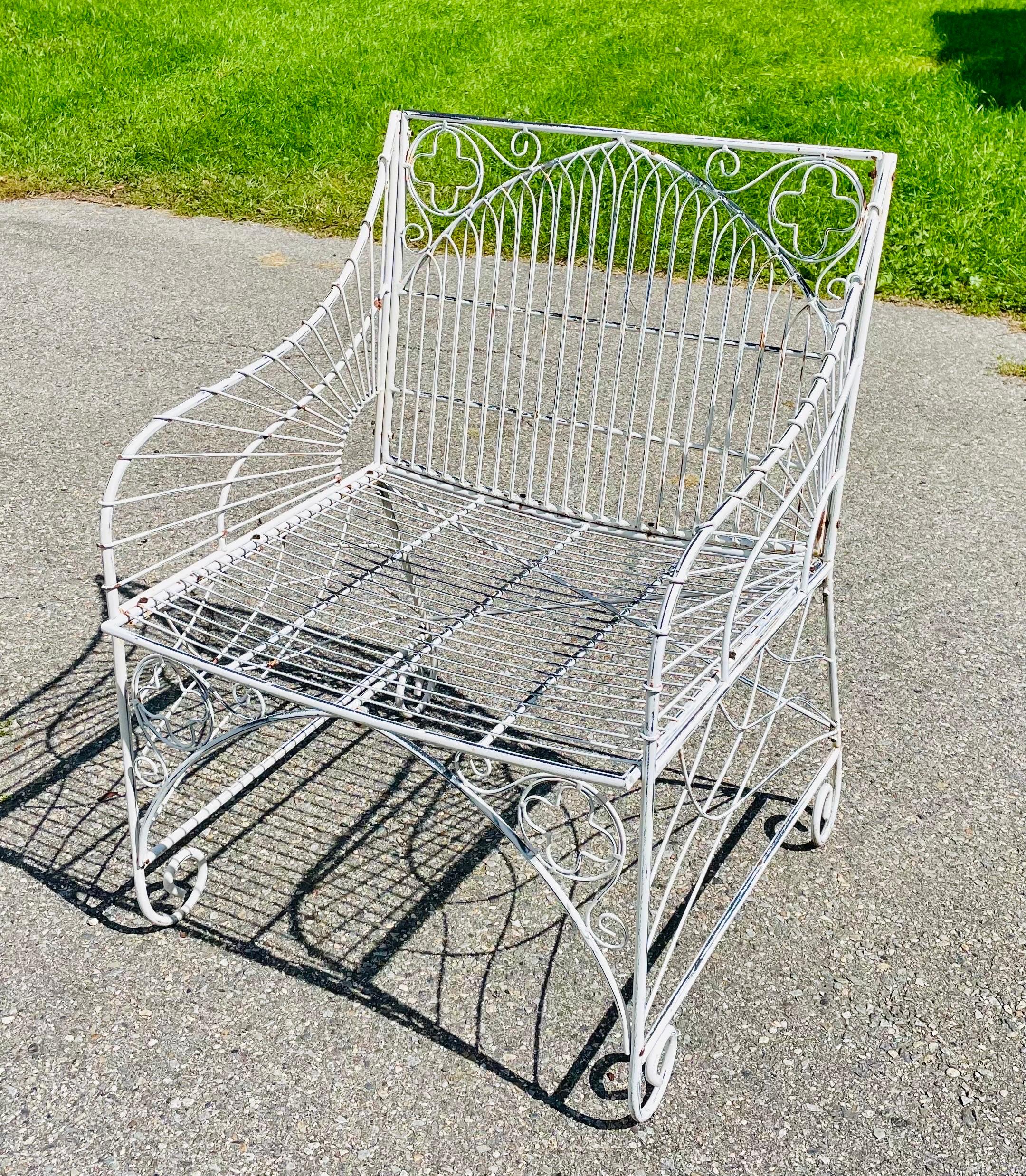 Pair of Vintage Wrought Iron Patio Chairs For Sale 5