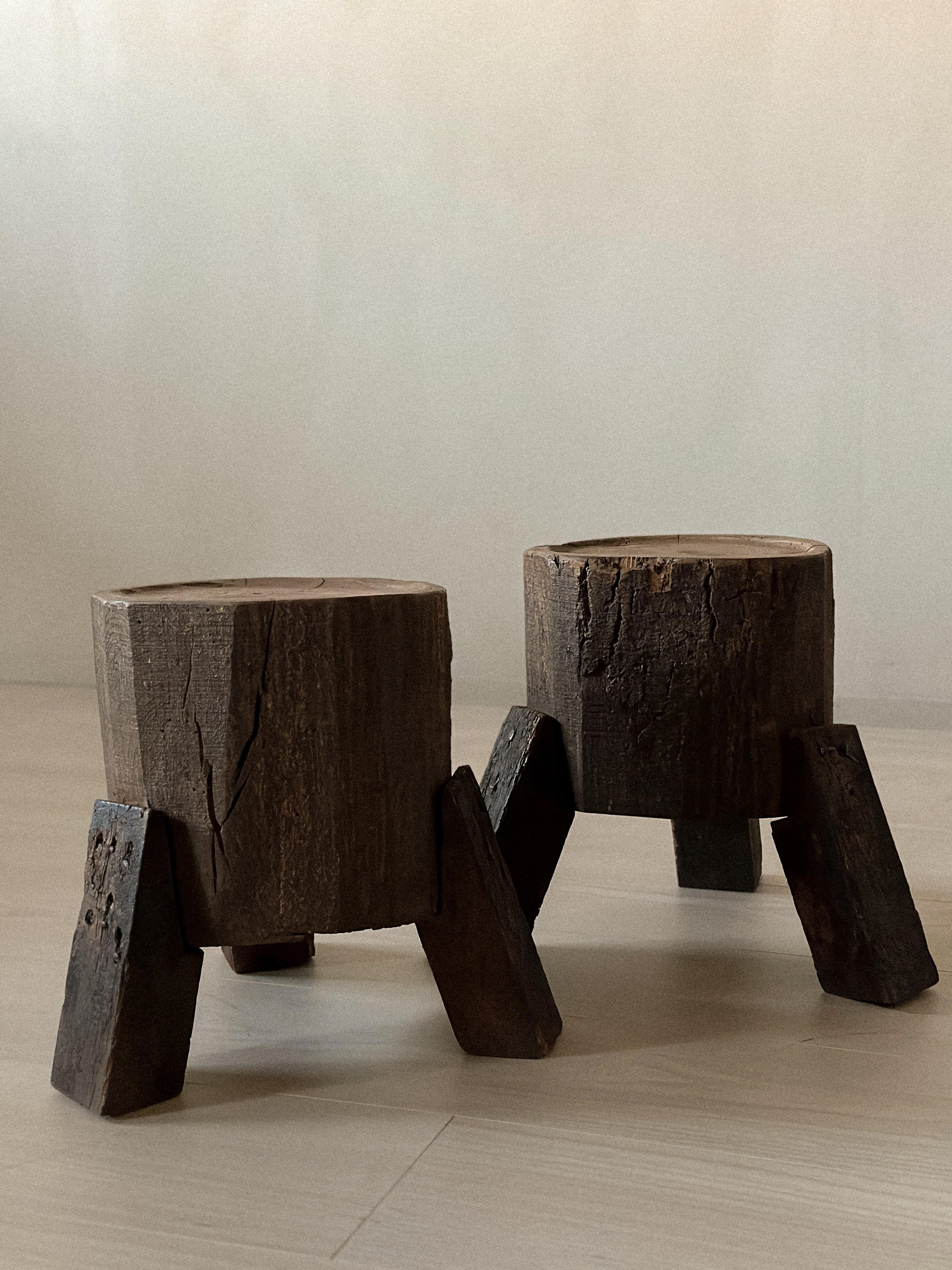 Brutalist A Pair of Wabi Sabi Side tables or stool, Spain, circa 1960s