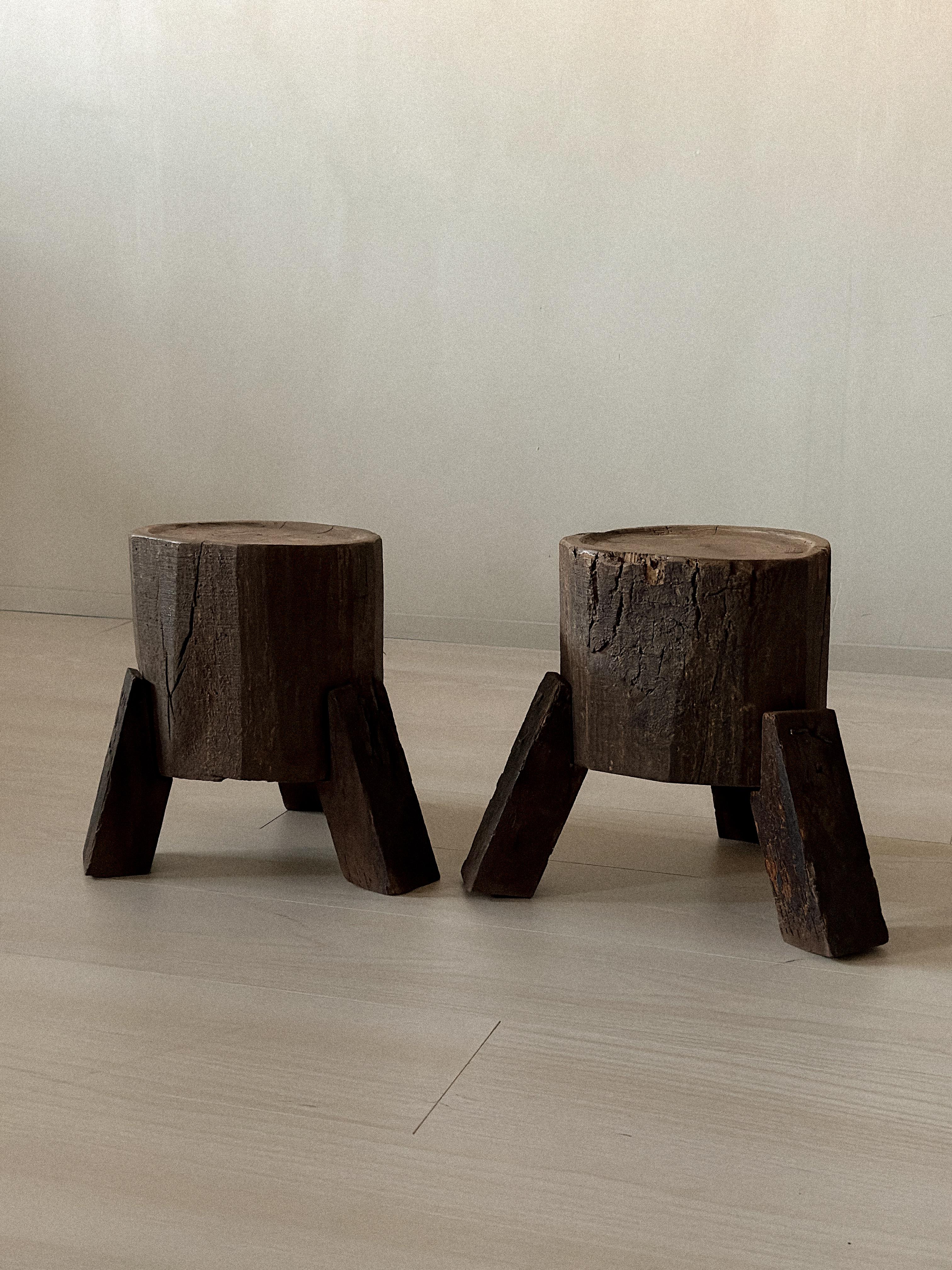 Spanish A Pair of Wabi Sabi Side tables or stool, Spain, circa 1960s