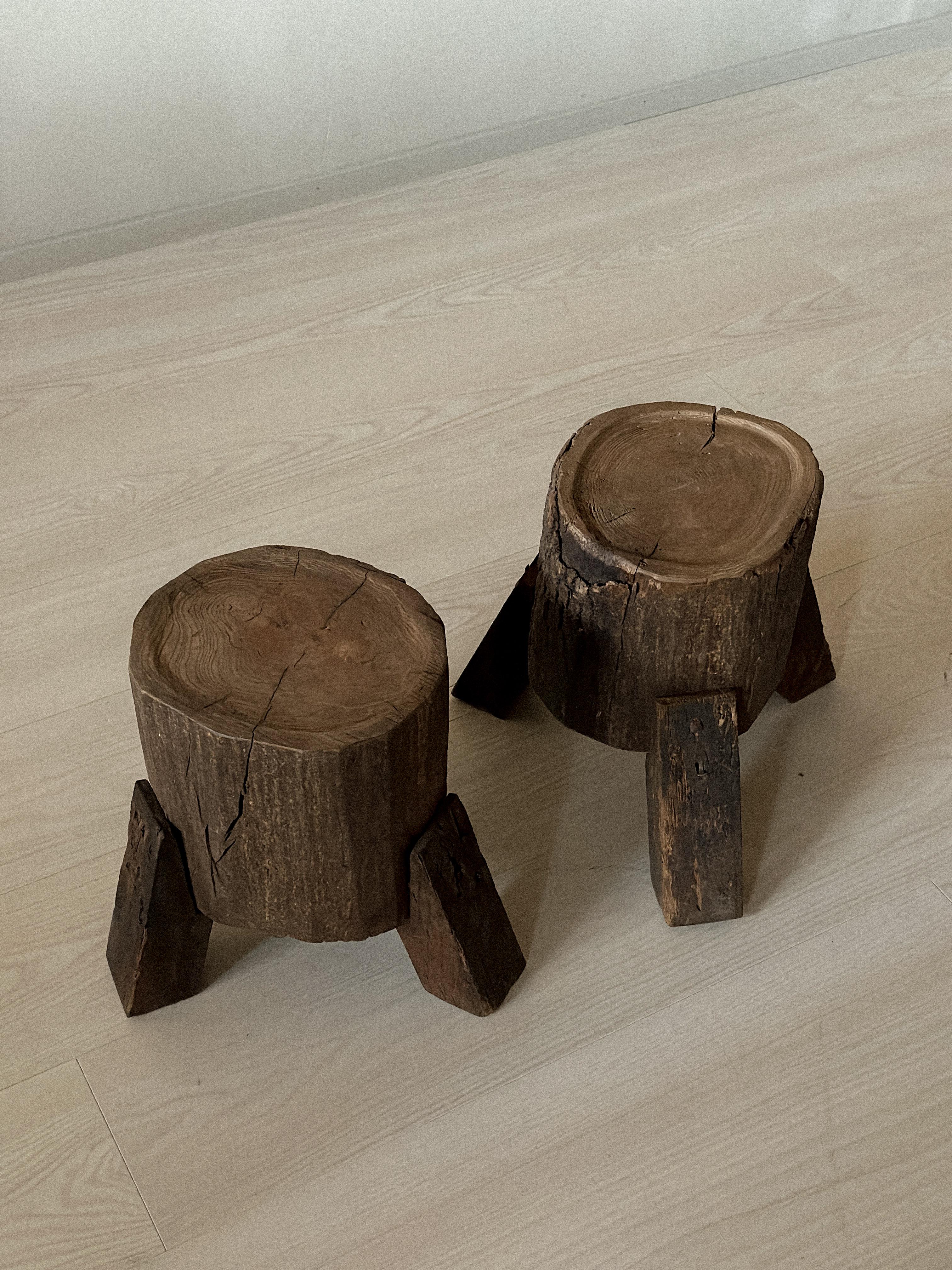 A Pair of Wabi Sabi Side tables or stool, Spain, circa 1960s 1
