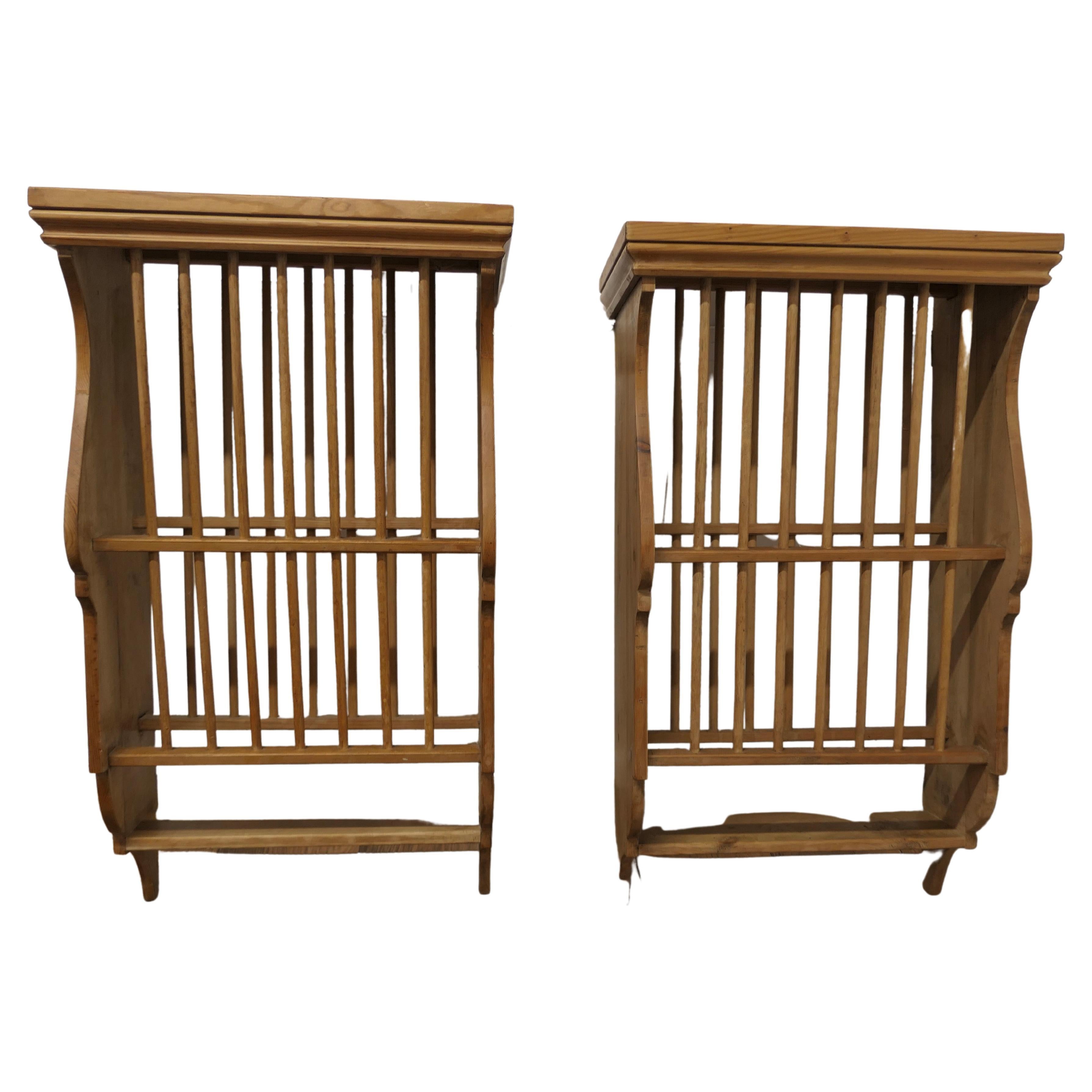 Pair of Wall Hanging Pine Plate Racks These Useful Pieces Hang on the Wall