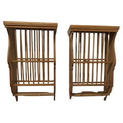 Retro Pair of Wall Hanging Pine Plate Racks These Useful Pieces Hang on the Wall