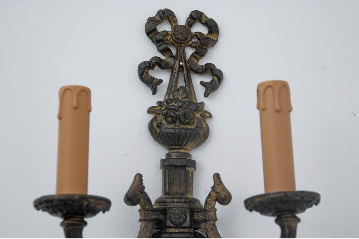 Polacco Coppia di lampade da parete, Francia, 1890 circa. in vendita