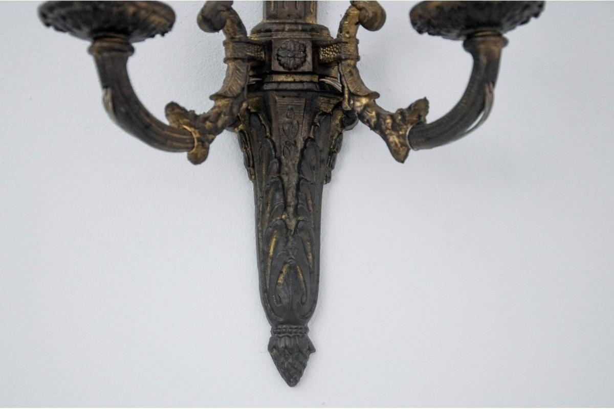 Coppia di lampade da parete, Francia, 1890 circa. In condizioni buone in vendita a Chorzów, PL